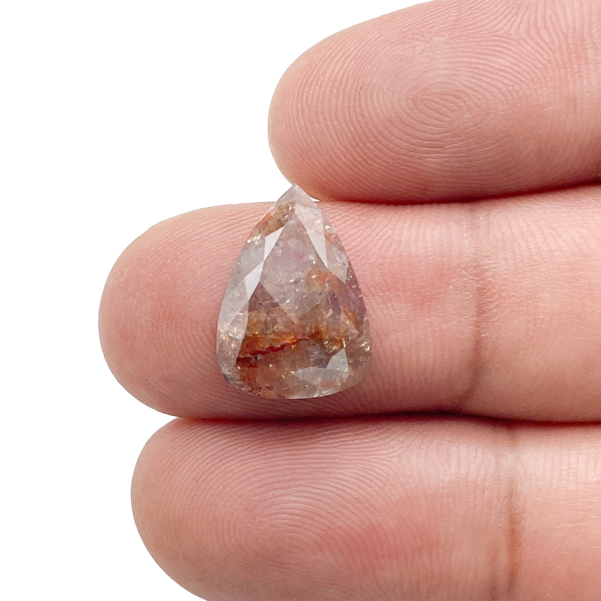 4.37ct | Salt &amp; Pepper Pear Shape Rose Cut Diamond - Modern Rustic Diamond