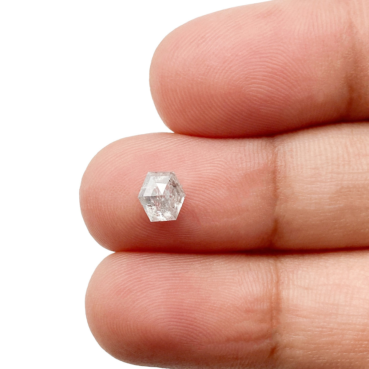 0.71ct | Salt &amp; Pepper Hexagon Shape Step Cut Diamond - Modern Rustic Diamond