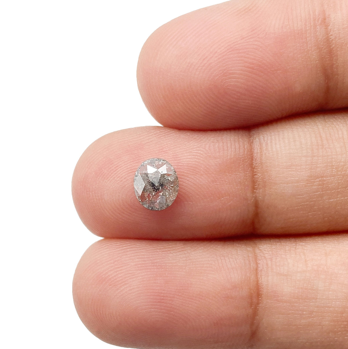 0.73ct | Salt &amp; Pepper Oval Shape Brilliant Cut Diamond - Modern Rustic Diamond