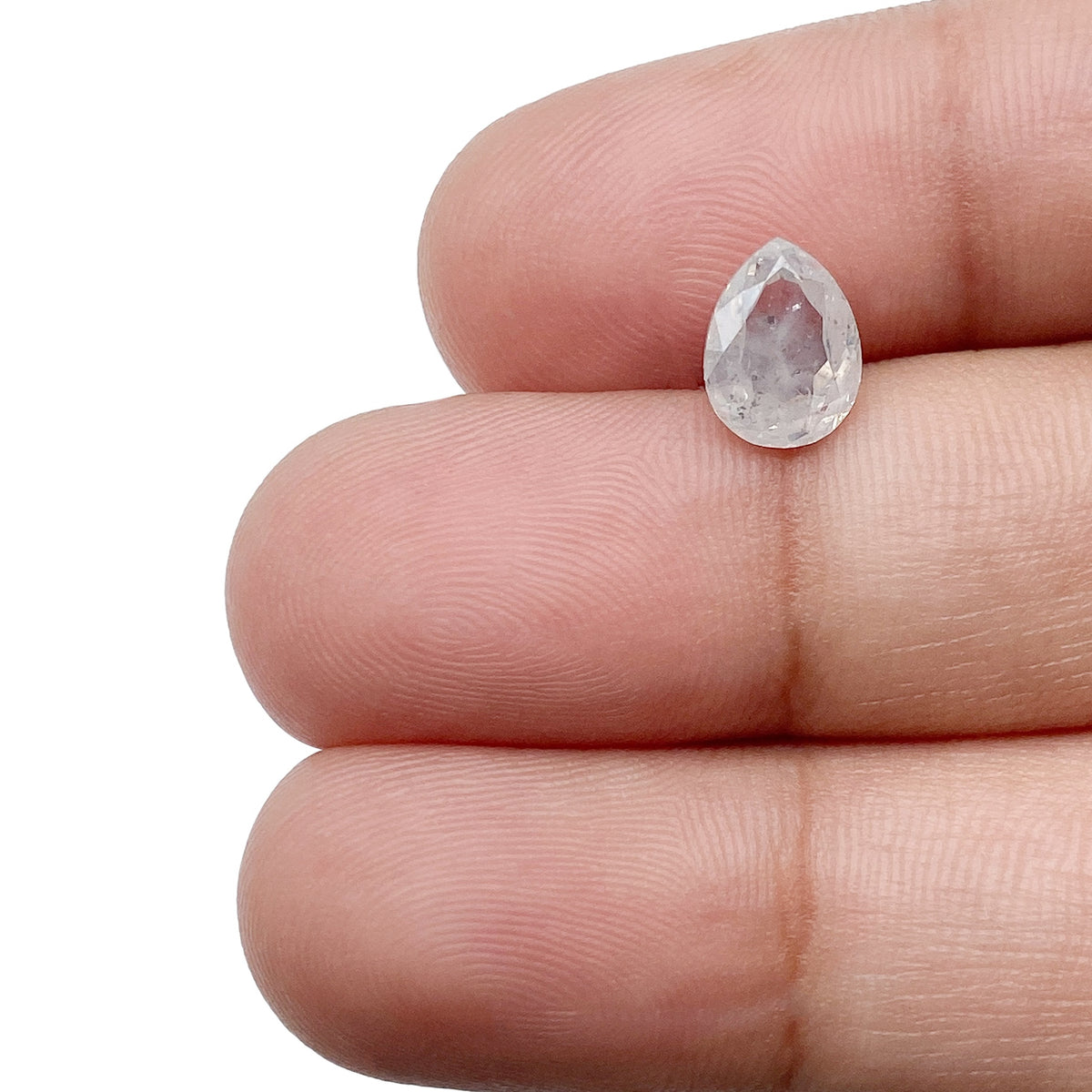 1.42ct | Salt &amp; Pepper Pear Shape Rose Cut Diamond - Modern Rustic Diamond