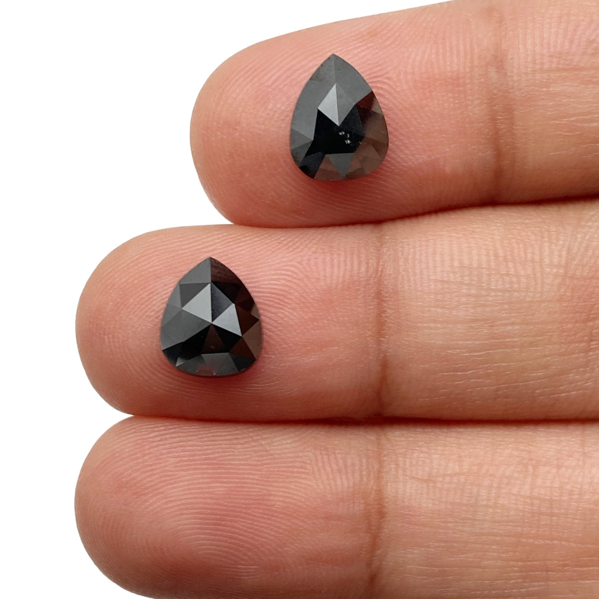 2.77cttw | Black Pear Shape Rose Cut Diamond Matched Pair-Modern Rustic Diamond