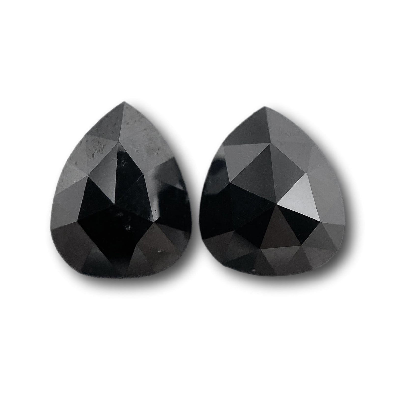 2.77cttw | Black Pear Shape Rose Cut Diamond Matched Pair-Modern Rustic Diamond