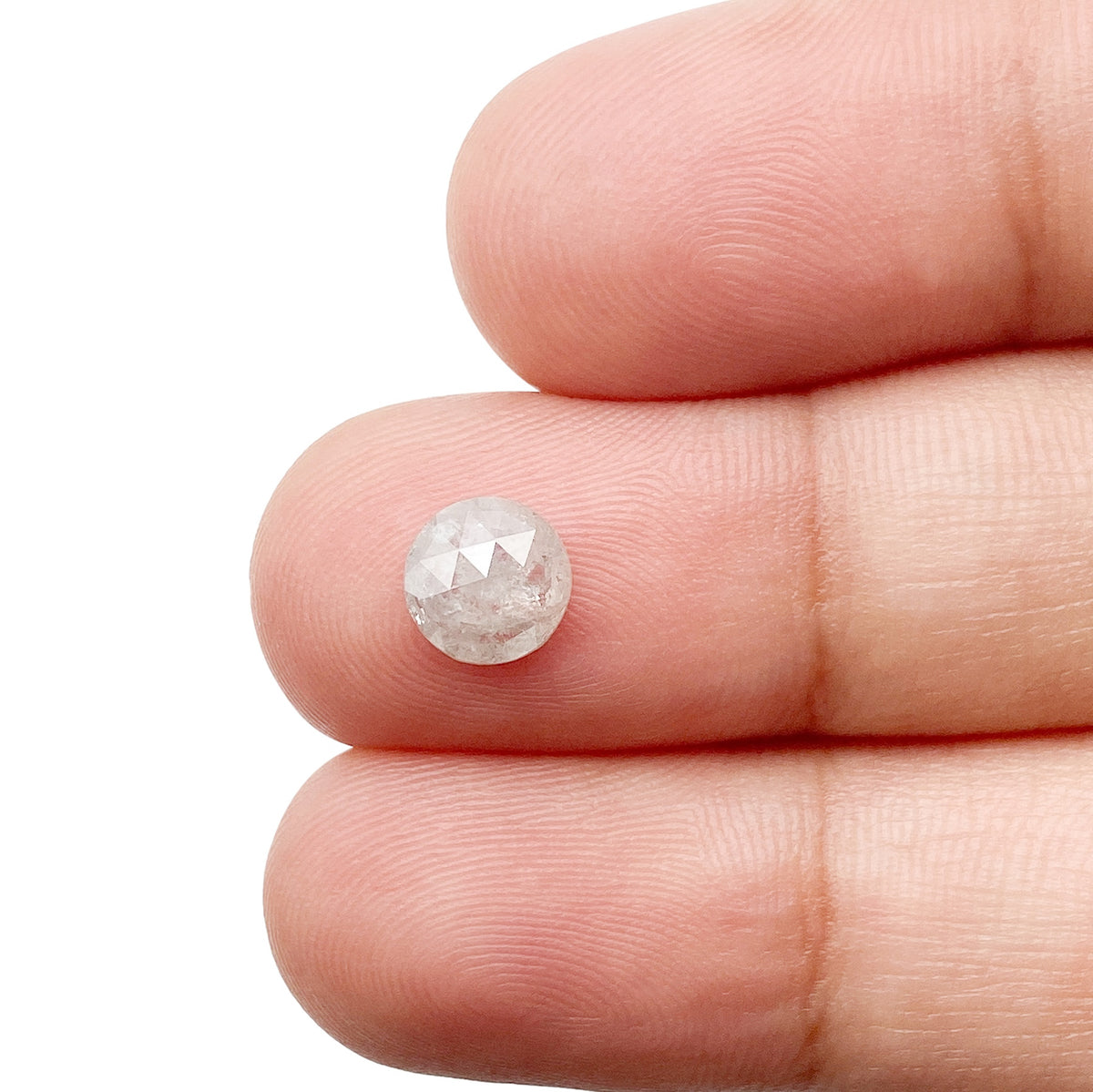 0.74ct | Salt &amp; Pepper Round Shape Rose Cut Diamond - Modern Rustic Diamond