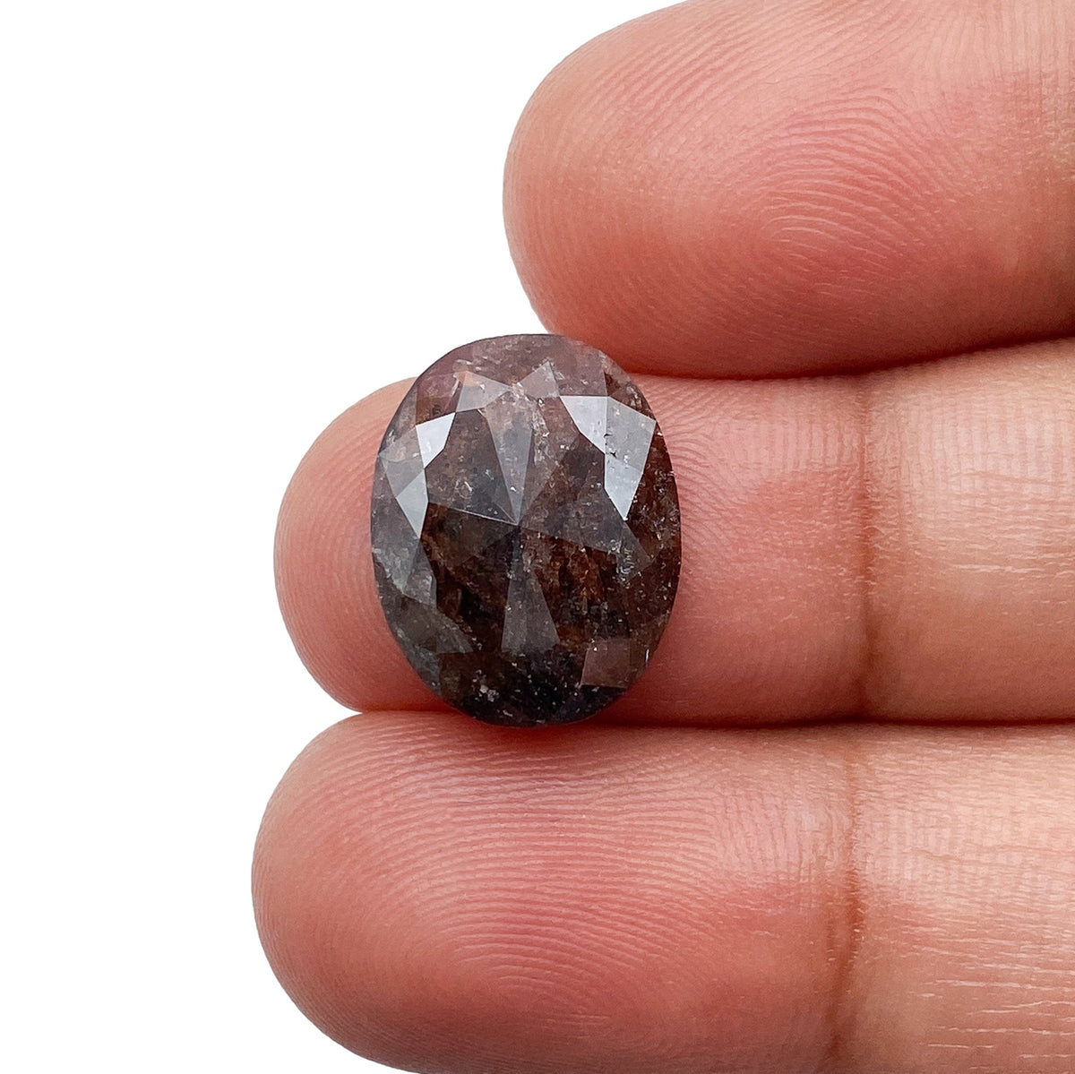 3.96ct | Salt &amp; Pepper Oval Shape Rose Cut Diamond - Modern Rustic Diamond