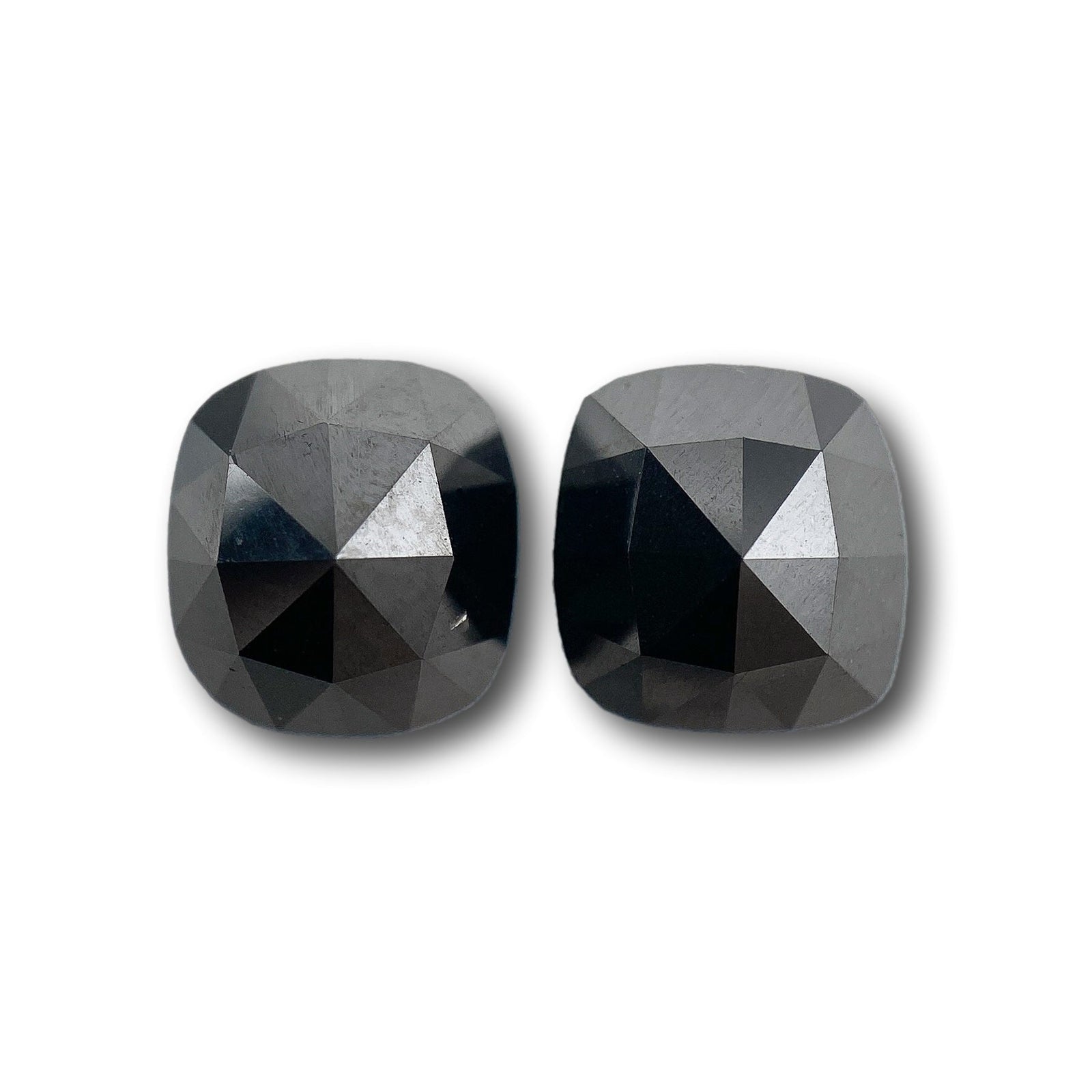 2.78cttw | Black Cushion Shape Rose Cut Diamond Matched Pair-Modern Rustic Diamond