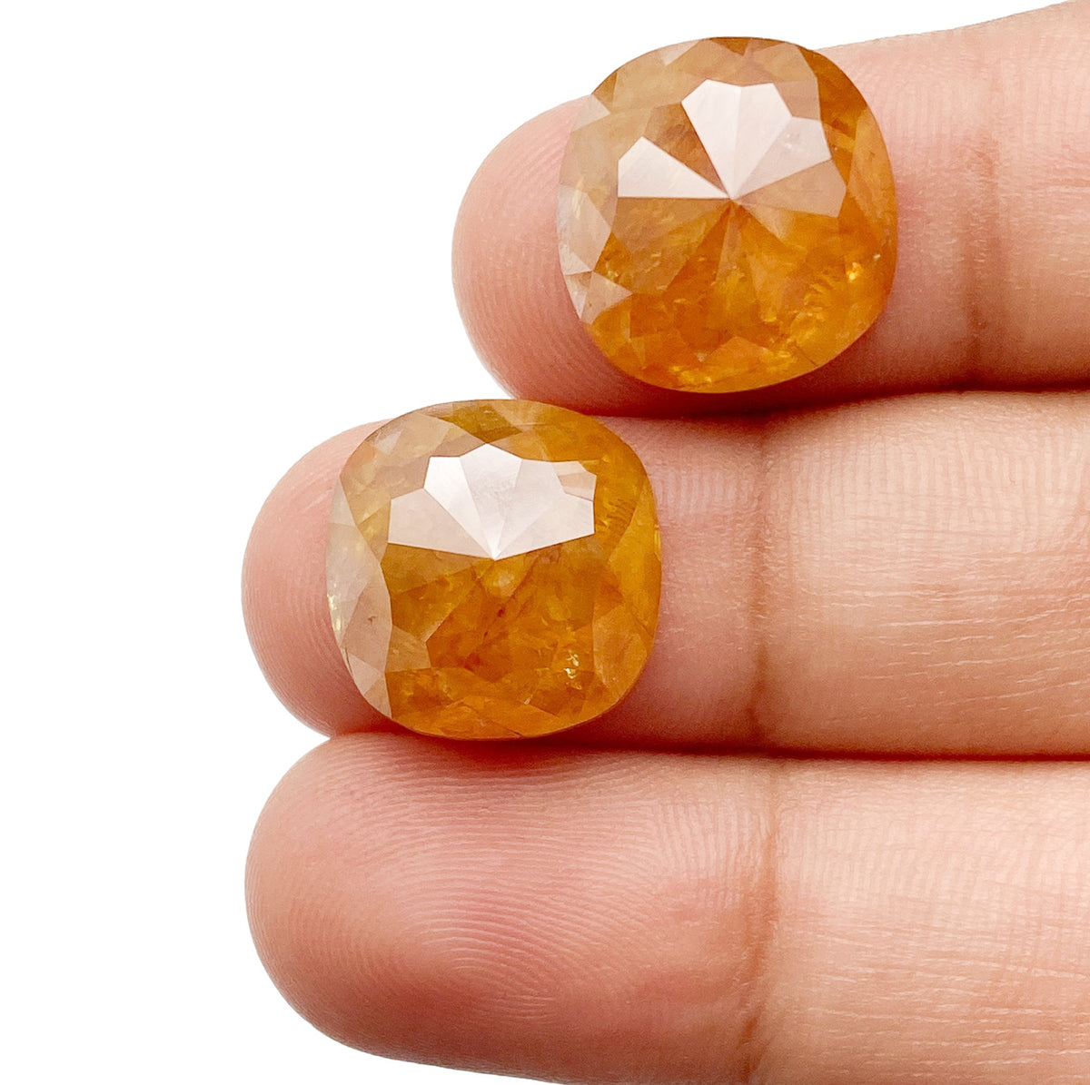 19.94cttw | Salt &amp; Pepper Cushion Shape Rose Cut Diamond Matched Pair - Modern Rustic Diamond