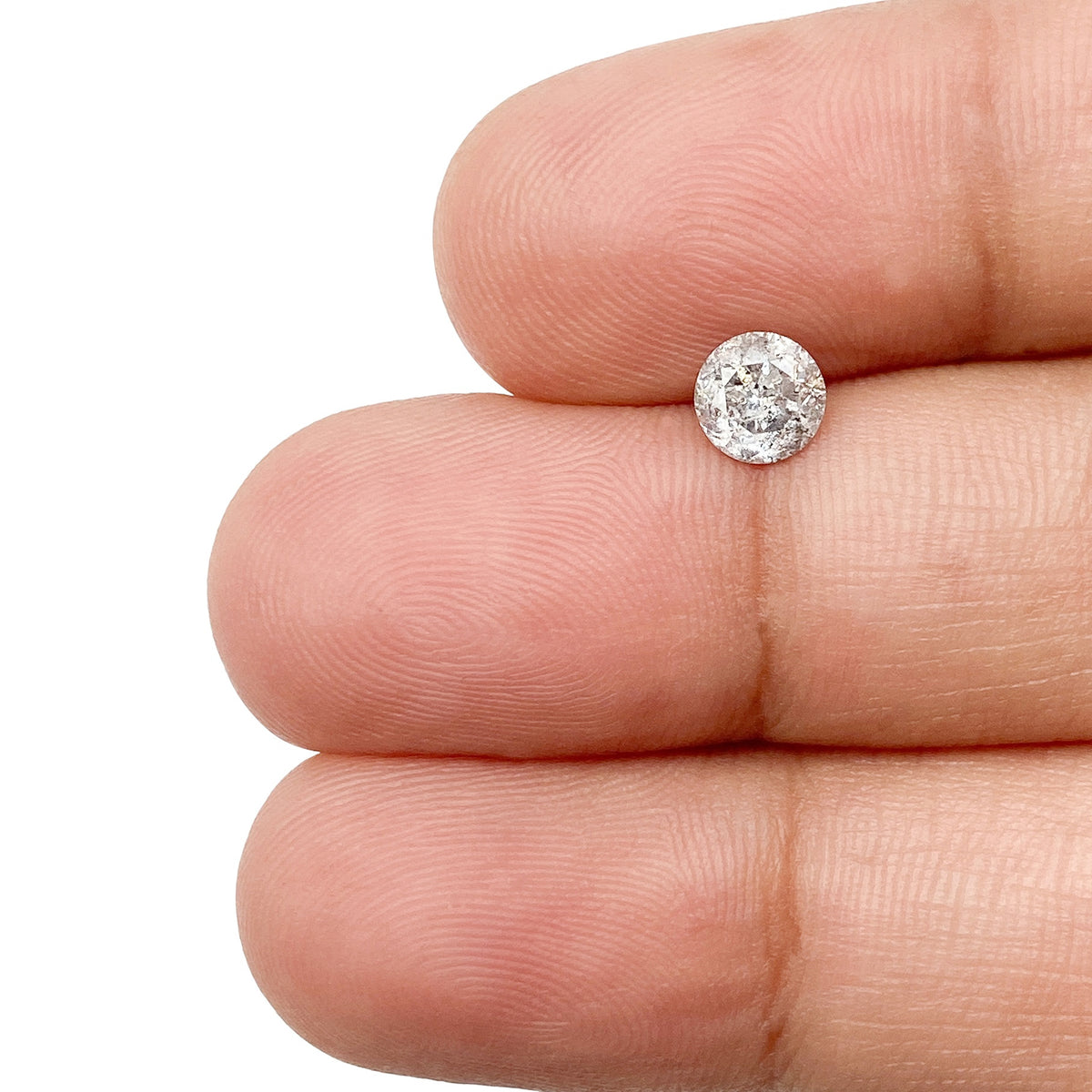 0.54ct | Salt &amp; Pepper Round Shape Brilliant Cut Diamond - Modern Rustic Diamond