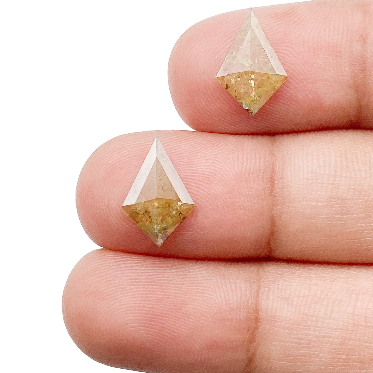 1.65cttw | Salt &amp; Pepper Kite Shape Rose Cut Diamond Matched Pair - Modern Rustic Diamond