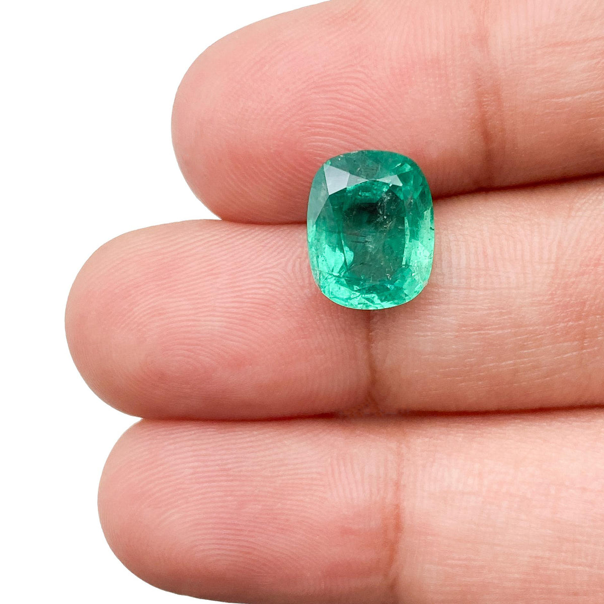 3.21ct | Brilliant Cut Cushion Shape Brazil Emerald - Modern Rustic Diamond
