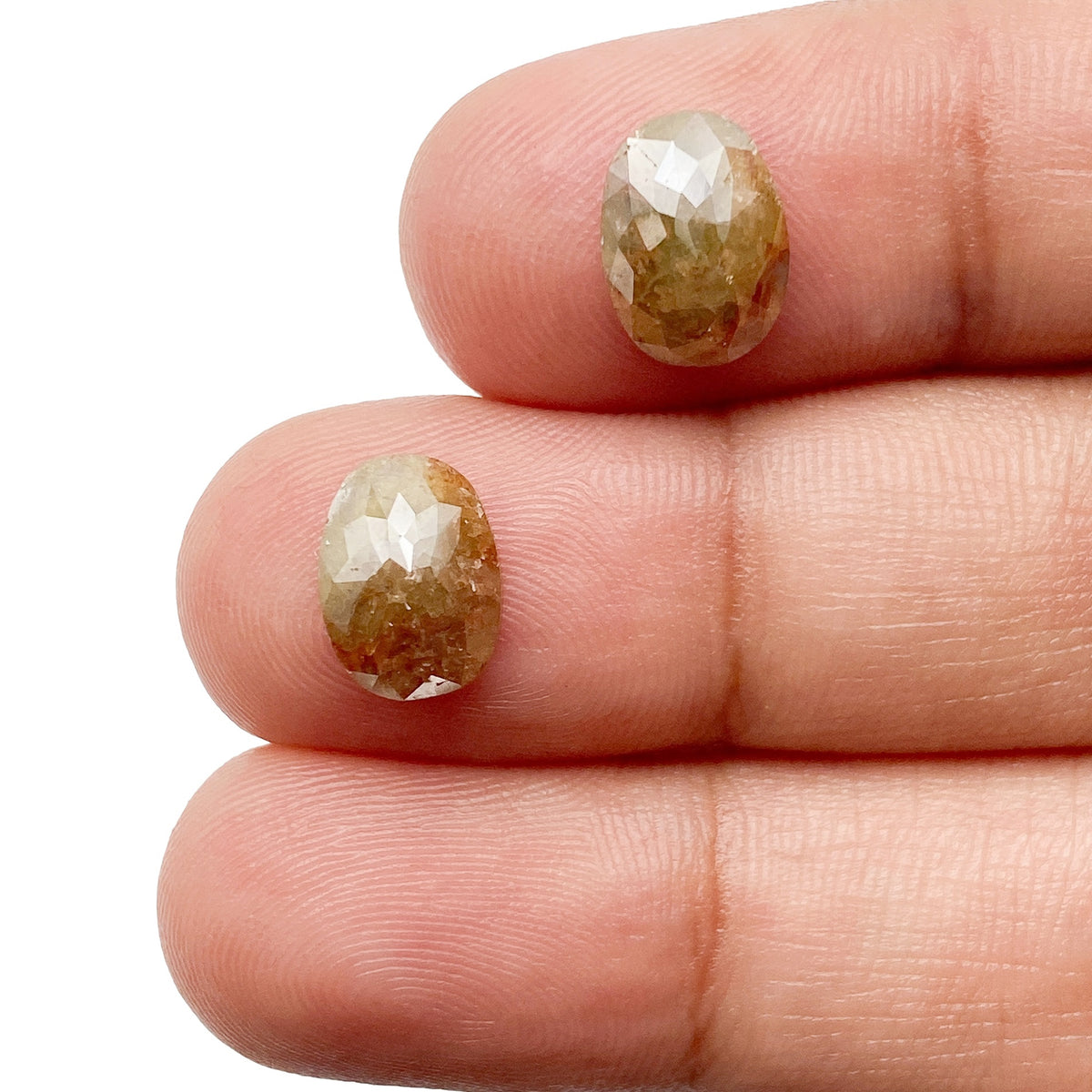 3.45cttw | Salt &amp; Pepper Cushion Shape Rose Cut Diamond Matched Pair - Modern Rustic Diamond