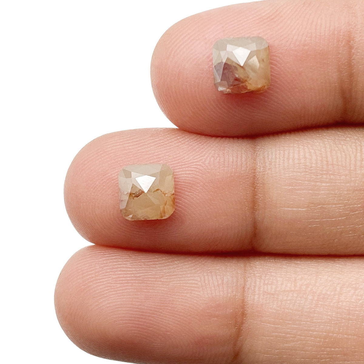 2.41cttw | Rustic  Cushion Shape Rose Cut Diamond Matched Pair - Modern Rustic Diamond