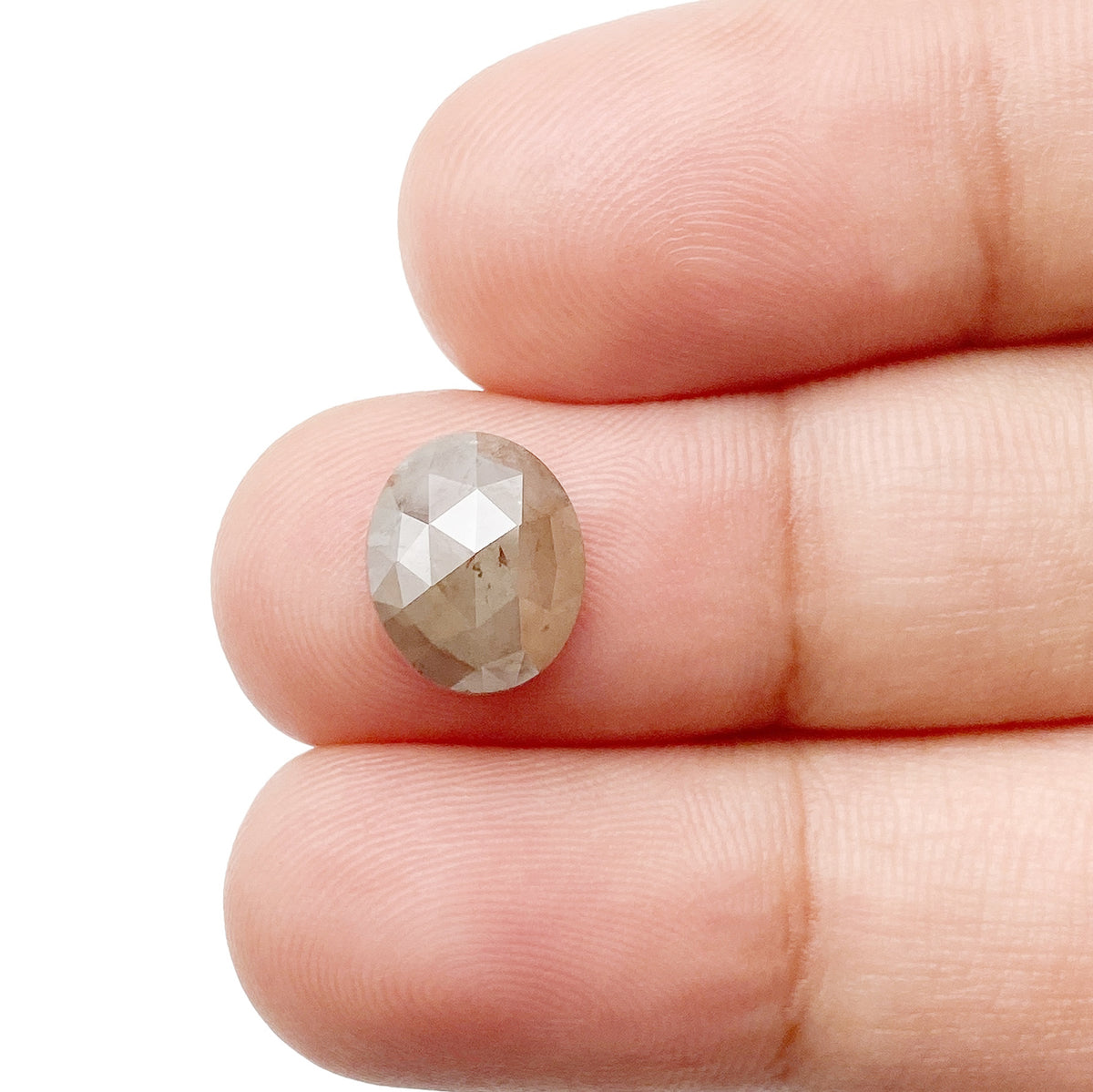 2.08ct | Salt &amp; Pepper Oval Shape Rose Cut Diamond - Modern Rustic Diamond