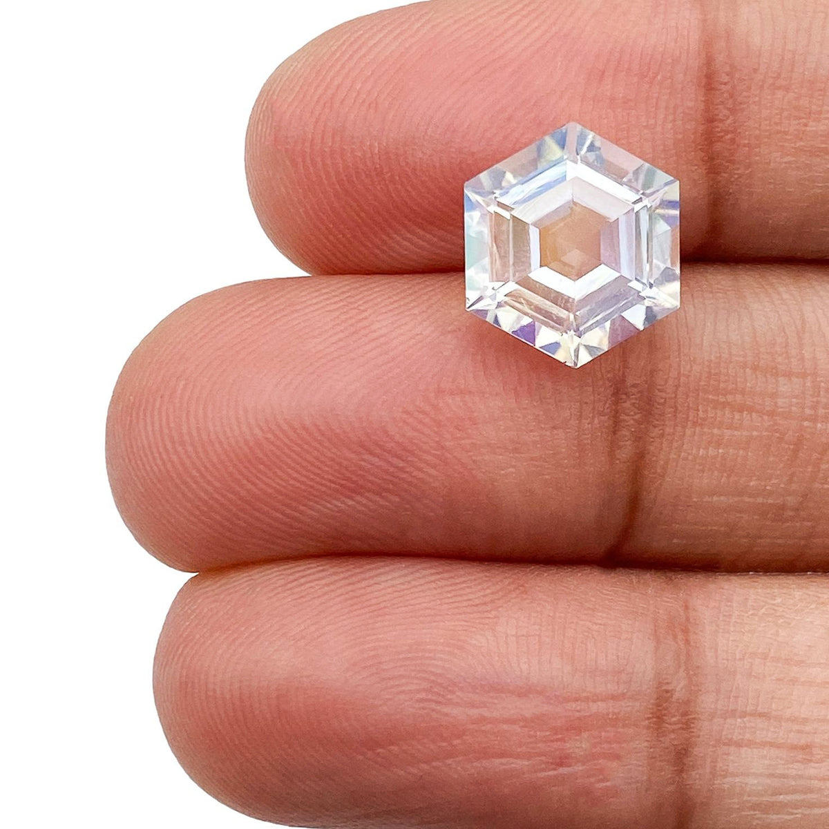 2.80ct |  Hexagon Shape Step Cut Moonstone - Modern Rustic Diamond