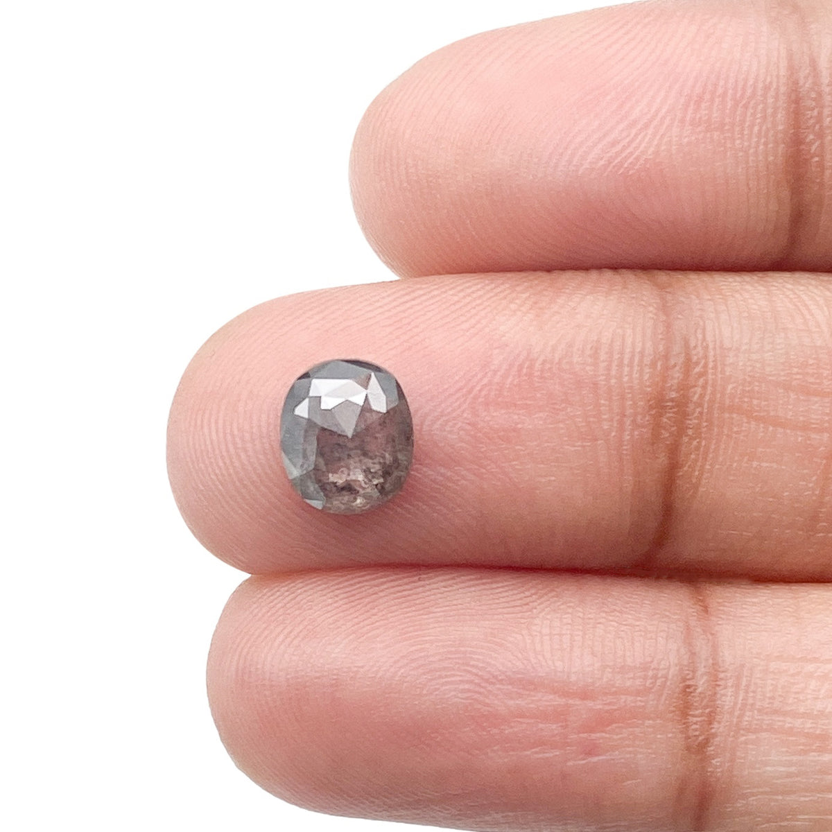 0.85ct | Salt &amp; Pepper Cushion Shape Rose Cut Diamond - Modern Rustic Diamond