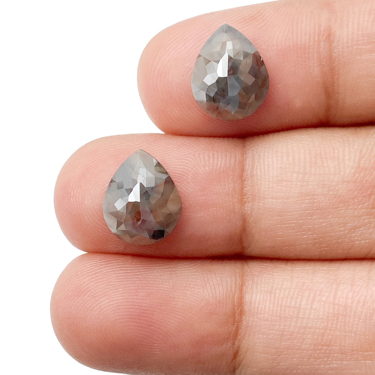 5.32cttw | Rustic  Pear Shape Rose Cut Diamond Matched Pair - Modern Rustic Diamond