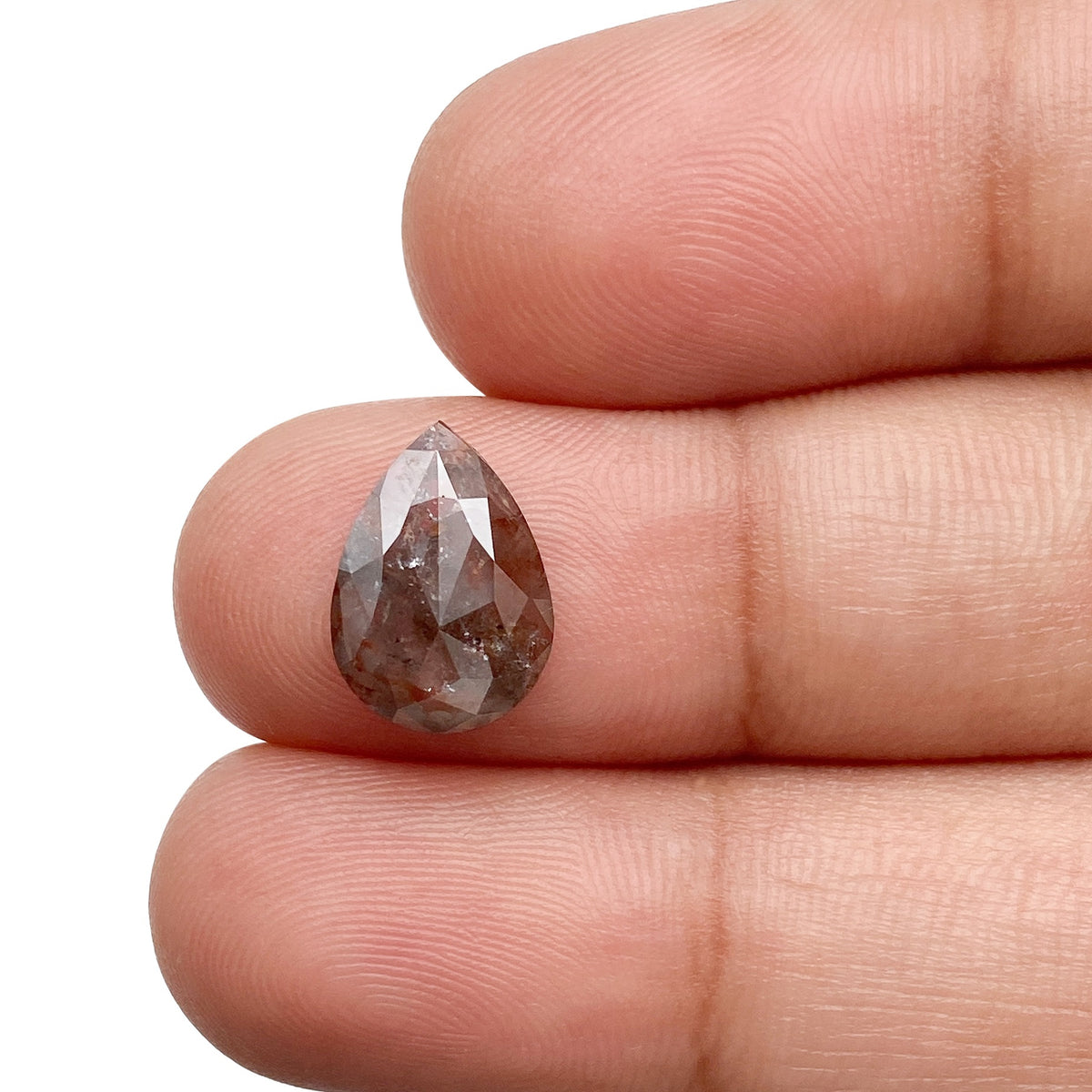 1.97ct | Salt &amp; Pepper Pear Shape Rose Cut Diamond - Modern Rustic Diamond
