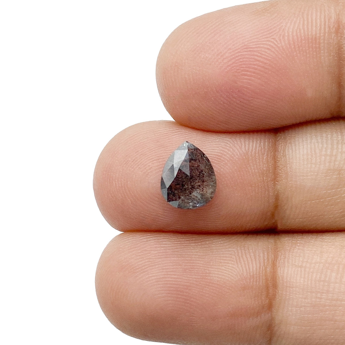 1.33ct | Salt &amp; Pepper Pear Shape Rose Cut Diamond - Modern Rustic Diamond