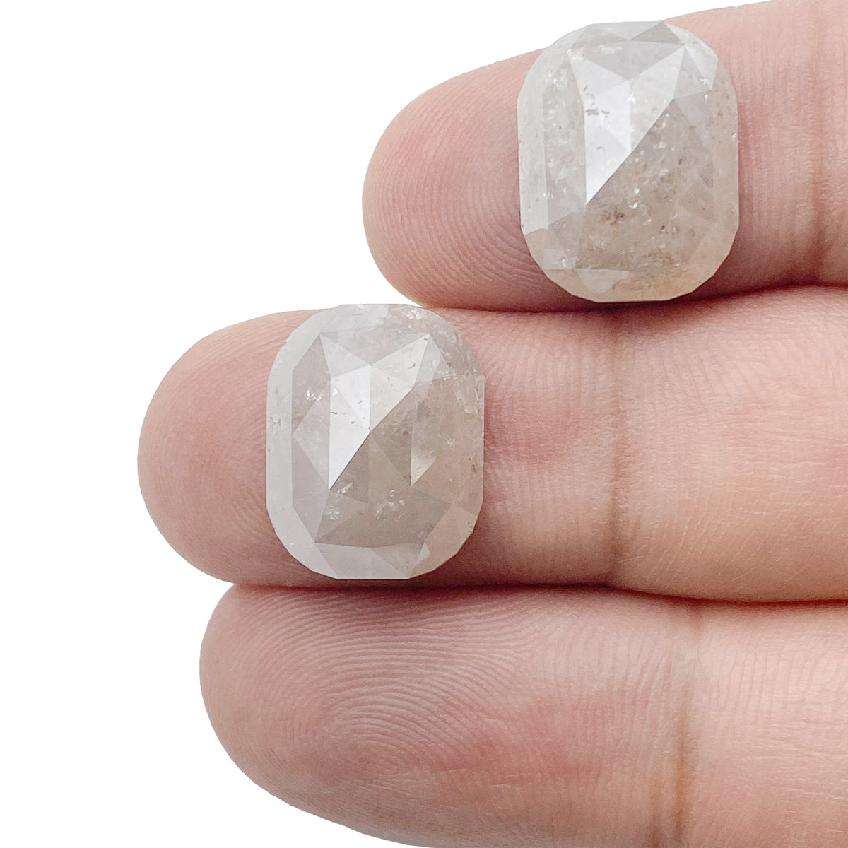 15.44cttw | Salt &amp; Pepper Cushion Shape Brilliant Cut Diamond Matched Pair - Modern Rustic Diamond