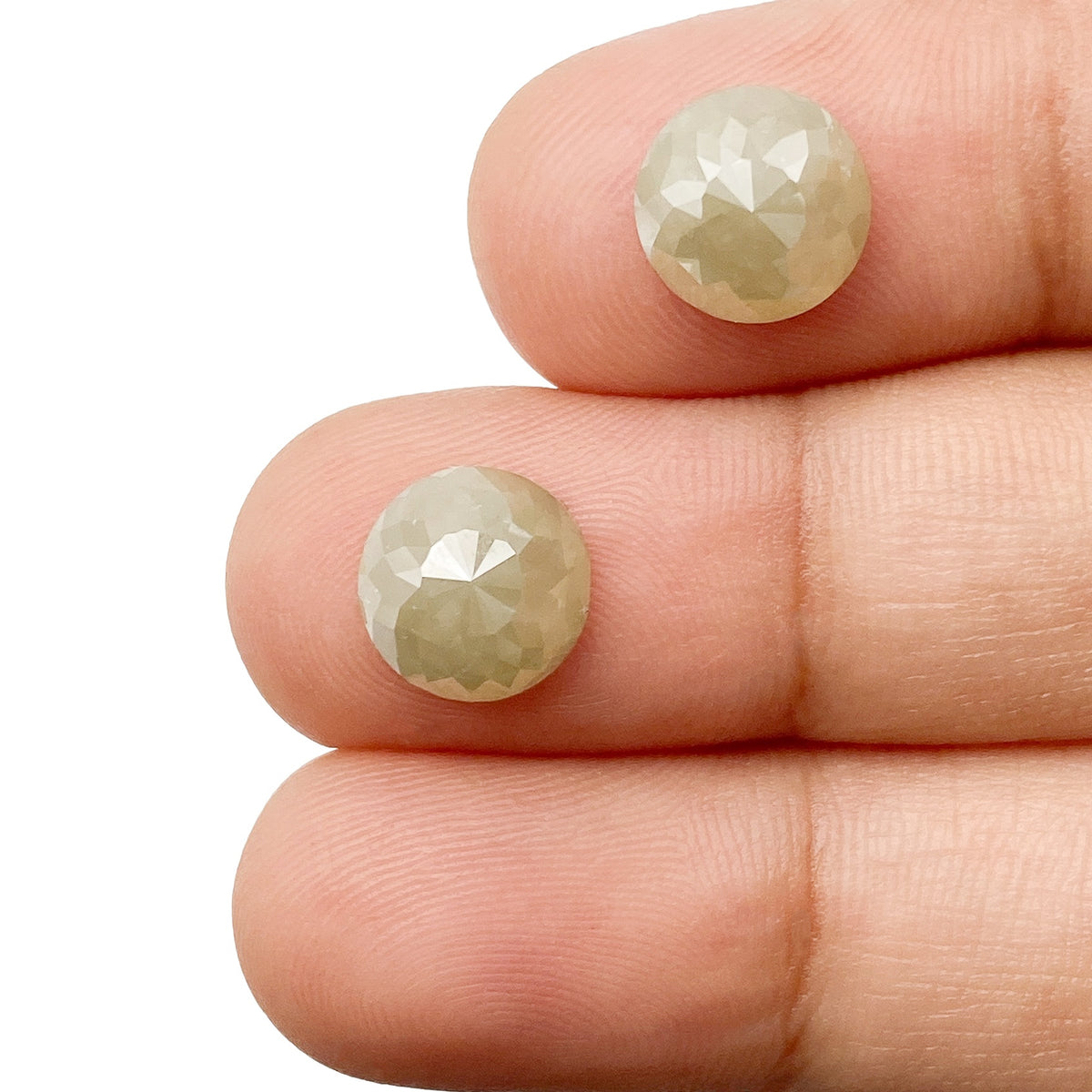 4.46cttw | Rustic  Round Shape Rose Cut Diamond Matched Pair - Modern Rustic Diamond