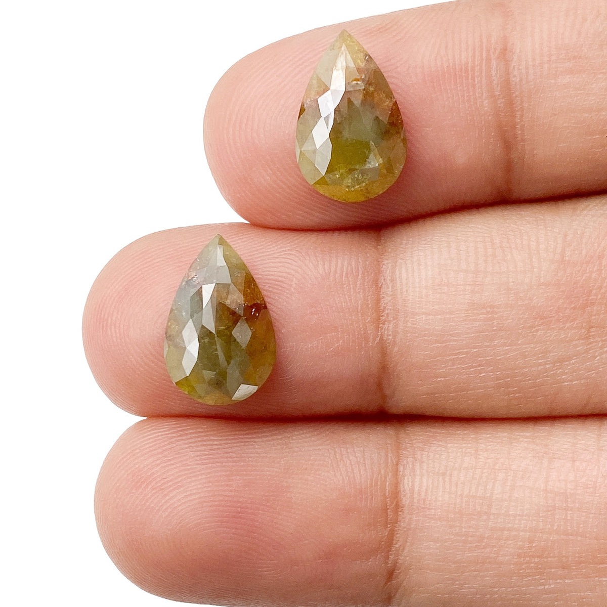 4.26cttw | Rustic  Pear Shape Rose Cut Diamond Matched Pair - Modern Rustic Diamond