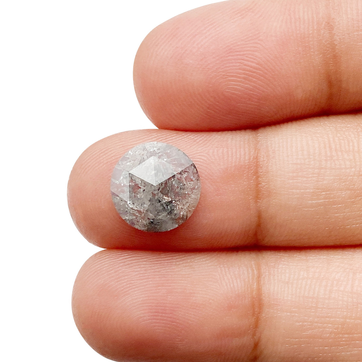 2.27ct | Salt &amp; Pepper Round Shape Rose Cut Diamond - Modern Rustic Diamond