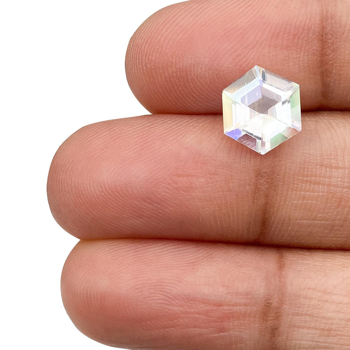 1.39ct |  Hexagon Shape Step Cut Moonstone - Modern Rustic Diamond