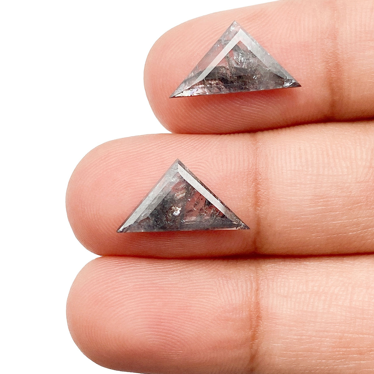 2.80cttw | Rustic Triangular Shape Rose Cut Diamond Matched Pair - Modern Rustic Diamond