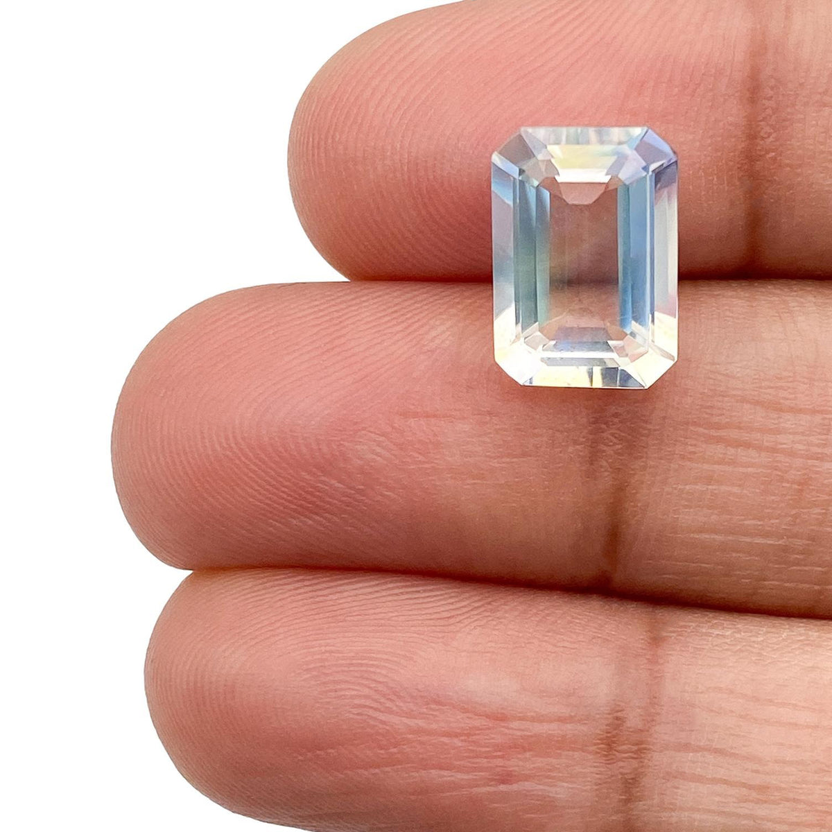 2.92ct |  Emerald Shape Step Cut Moonstone - Modern Rustic Diamond