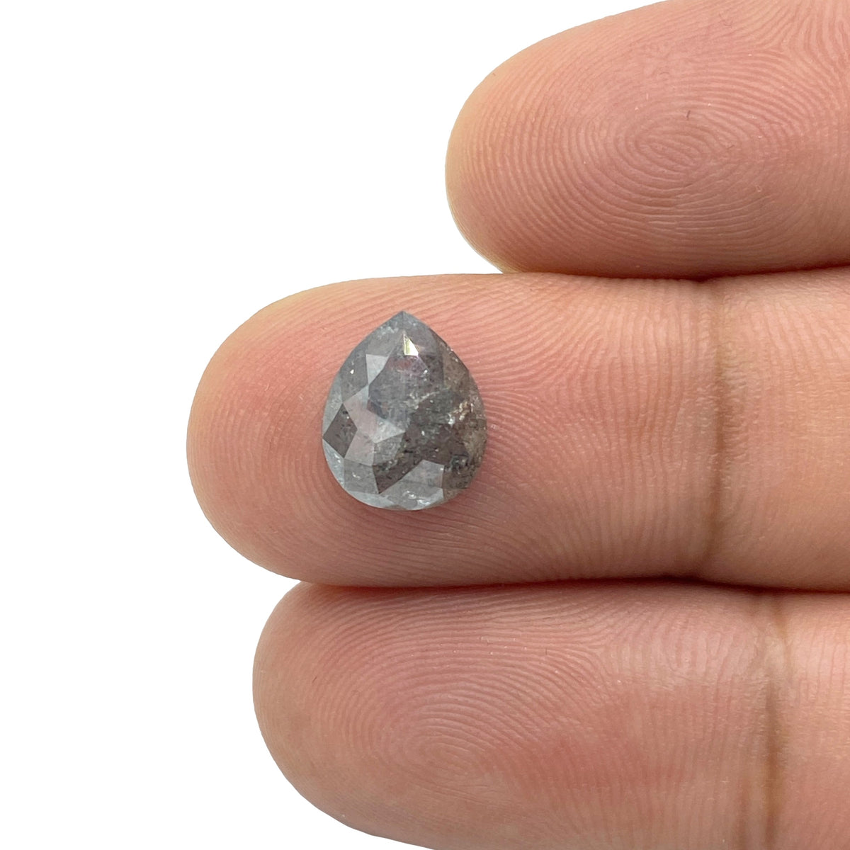 1.97ct | Salt &amp; Pepper Pear Shape Rose Cut Diamond - Modern Rustic Diamond