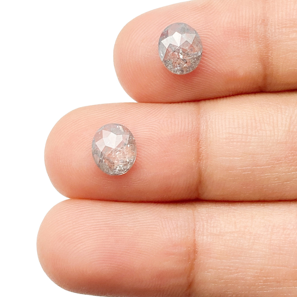 1.59cttw | Rustic Oval Shape Rose Cut Diamond Matched Pair - Modern Rustic Diamond