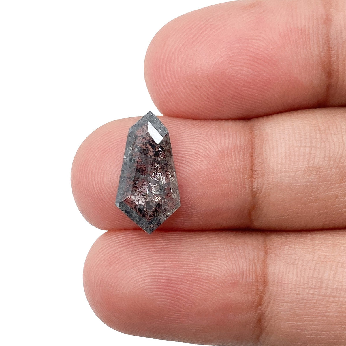 2.10ct | Salt &amp; Pepper Kite Shape Rose Cut Diamond - Modern Rustic Diamond