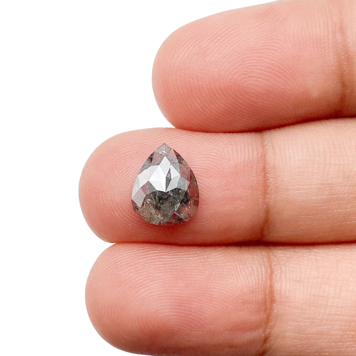 1.19ct | Salt &amp; Pepper Pear Shape Rose Cut Diamond - Modern Rustic Diamond
