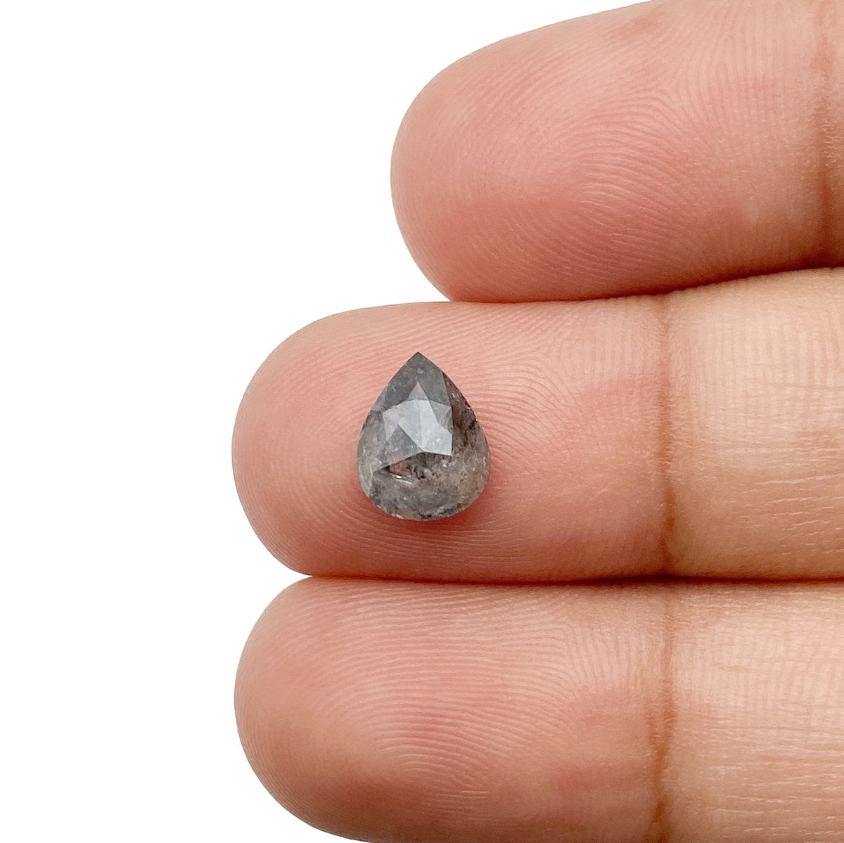 1.17ct | Salt &amp; Pepper Pear Shape Rose Cut Diamond - Modern Rustic Diamond