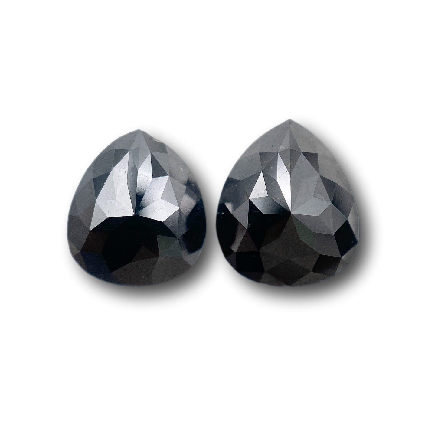 2.91cttw | Black Pear Shape Rose Cut Diamond Matched Pair-Modern Rustic Diamond