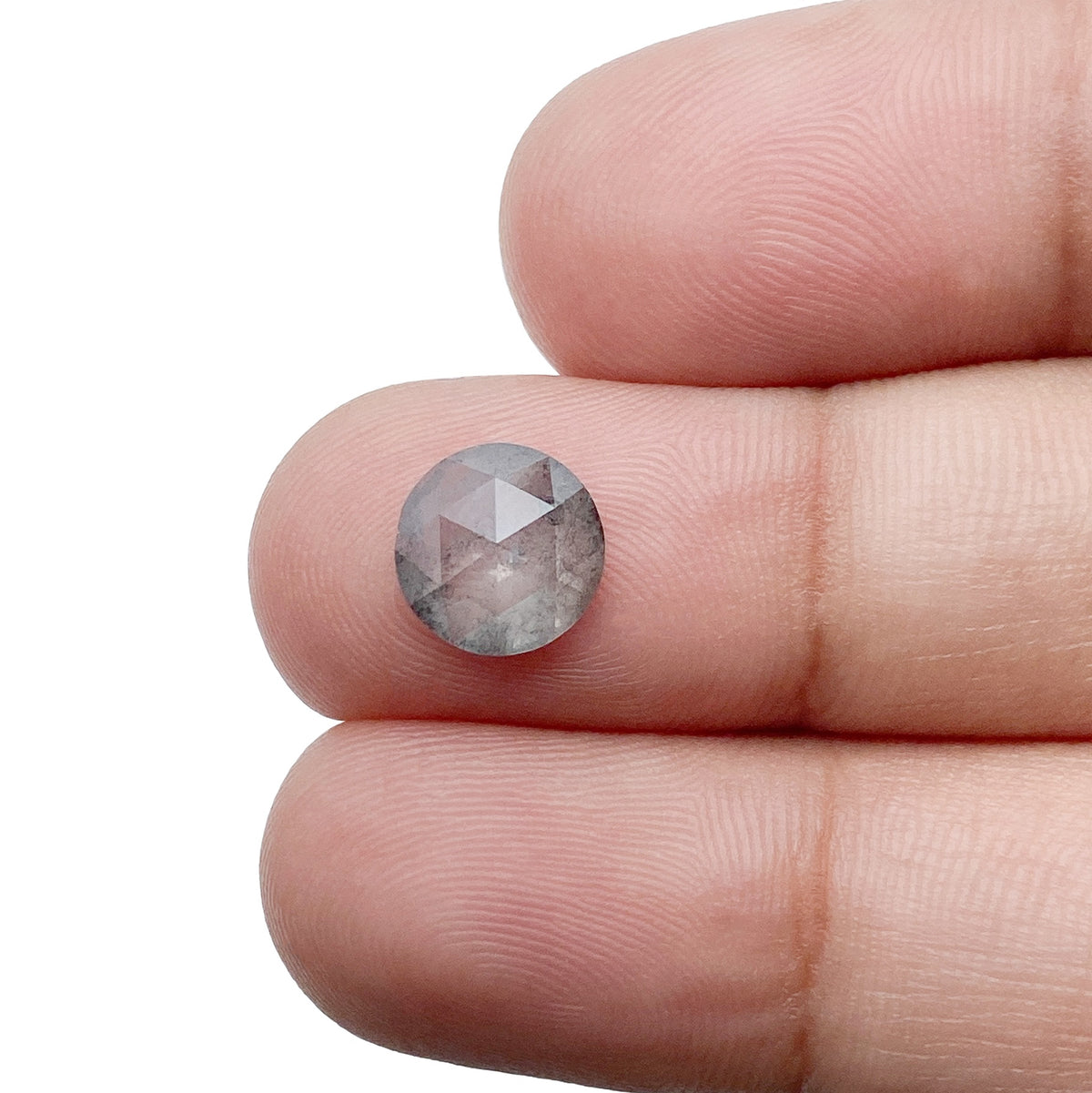 1.15ct | Salt &amp; Pepper Round Shape Rose Cut Diamond - Modern Rustic Diamond