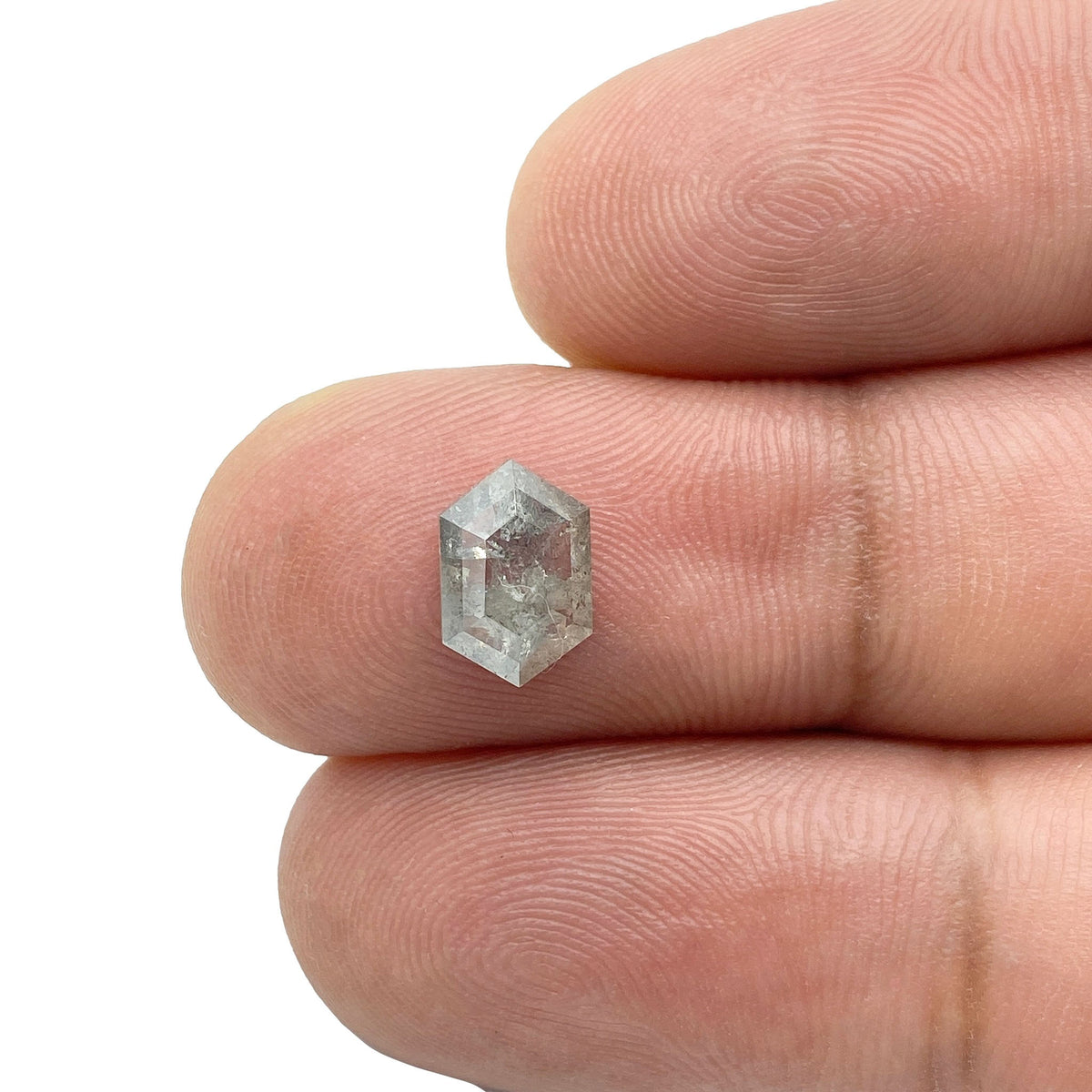 1.16ct | Salt &amp; Pepper Hexagon Shape Rose Cut Diamond - Modern Rustic Diamond
