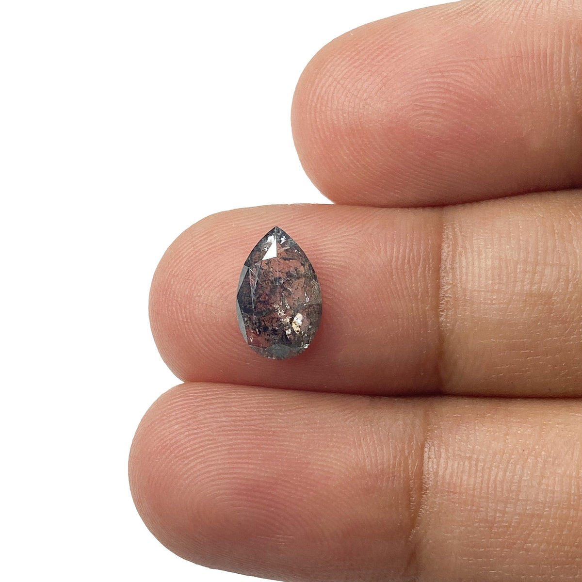 1.27ct | Salt &amp; Pepper Pear Shape Rose Cut Diamond - Modern Rustic Diamond