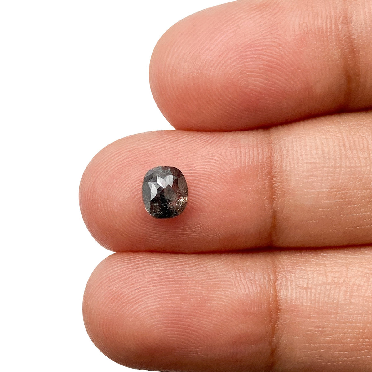 0.80ct | Salt &amp; Pepper Cushion Shape Rose Cut Diamond - Modern Rustic Diamond