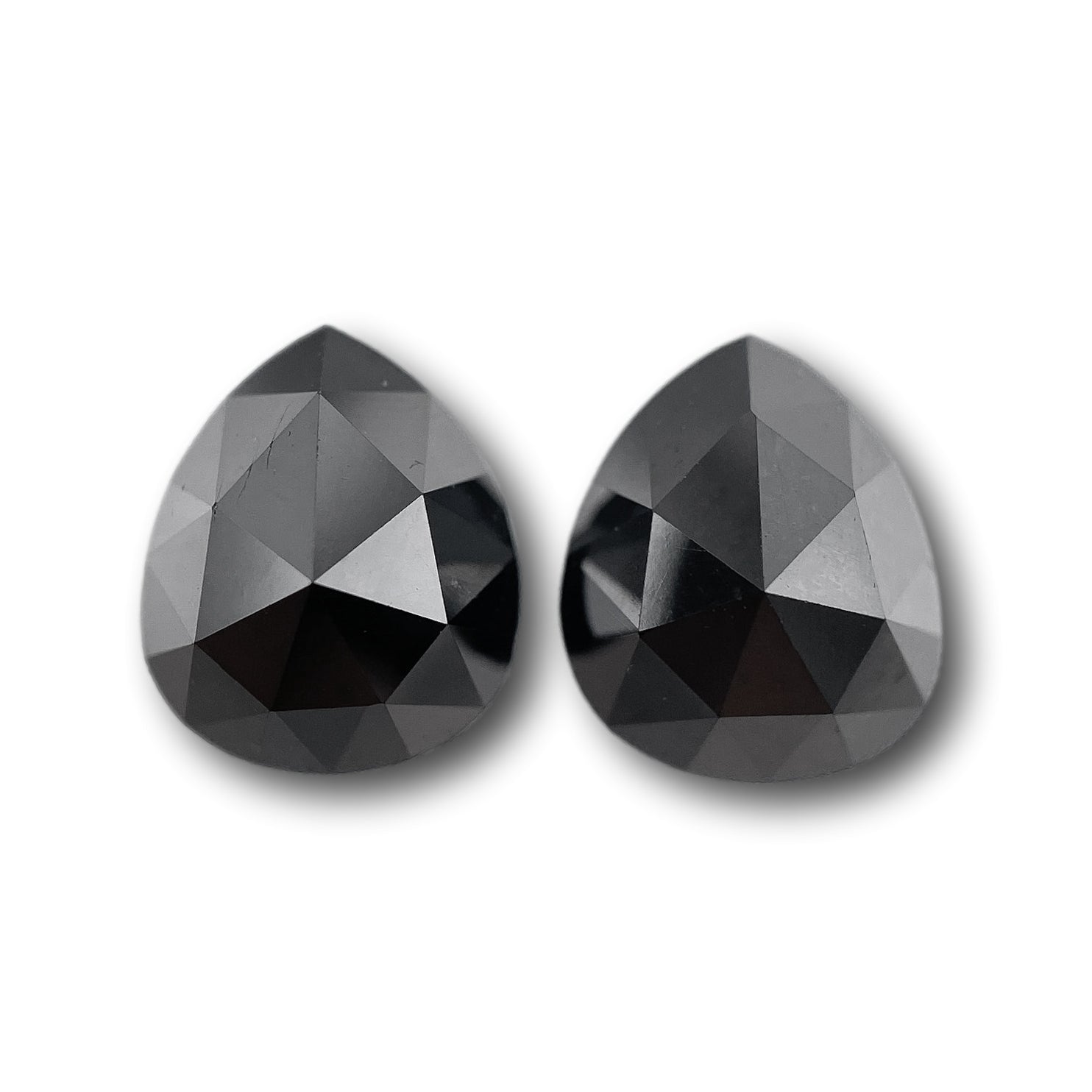 2.93cttw | Black Pear Shape Rose Cut Diamond Matched Pair-Modern Rustic Diamond
