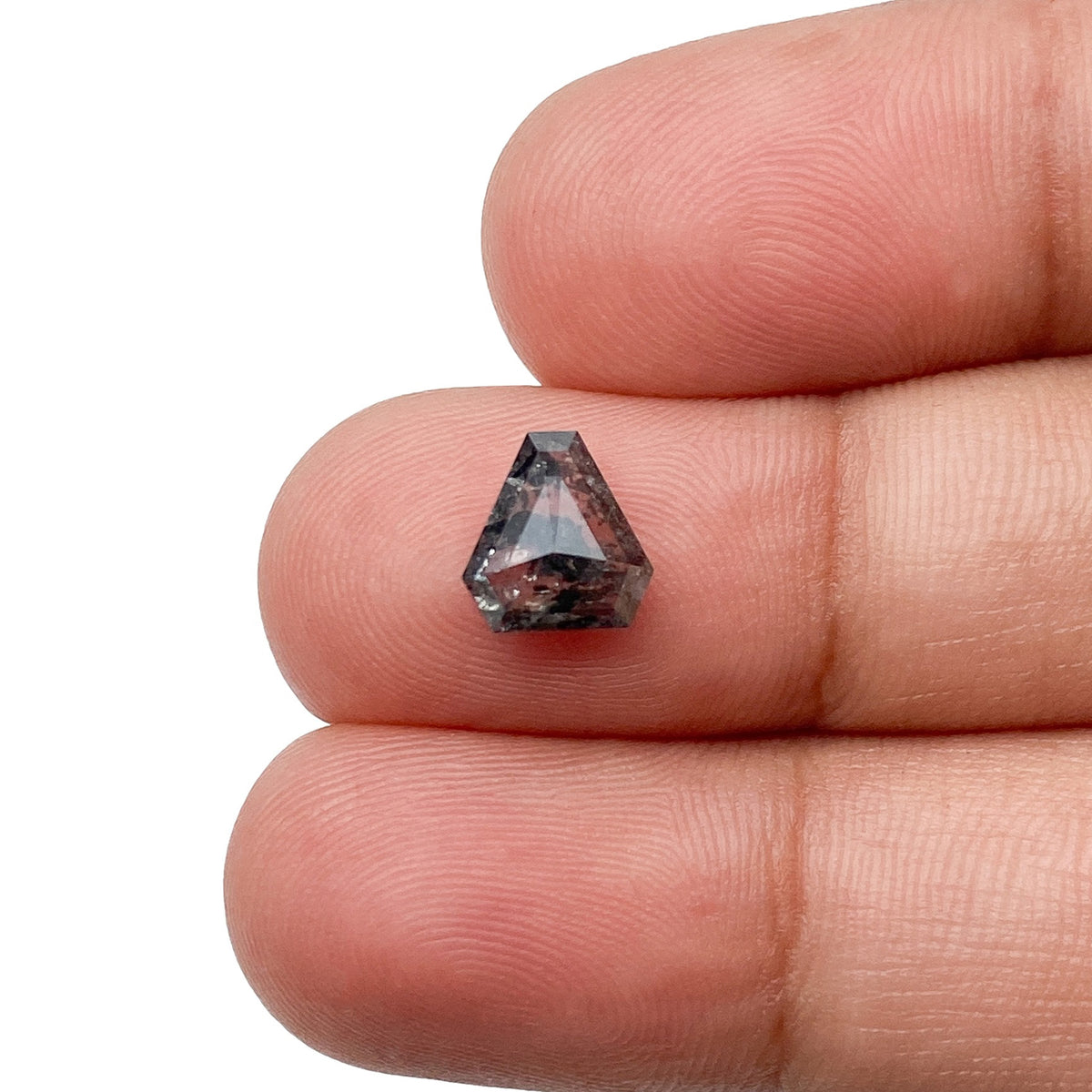 1.46ct | Salt &amp; Pepper Shield Shape Rose Cut Diamond - Modern Rustic Diamond