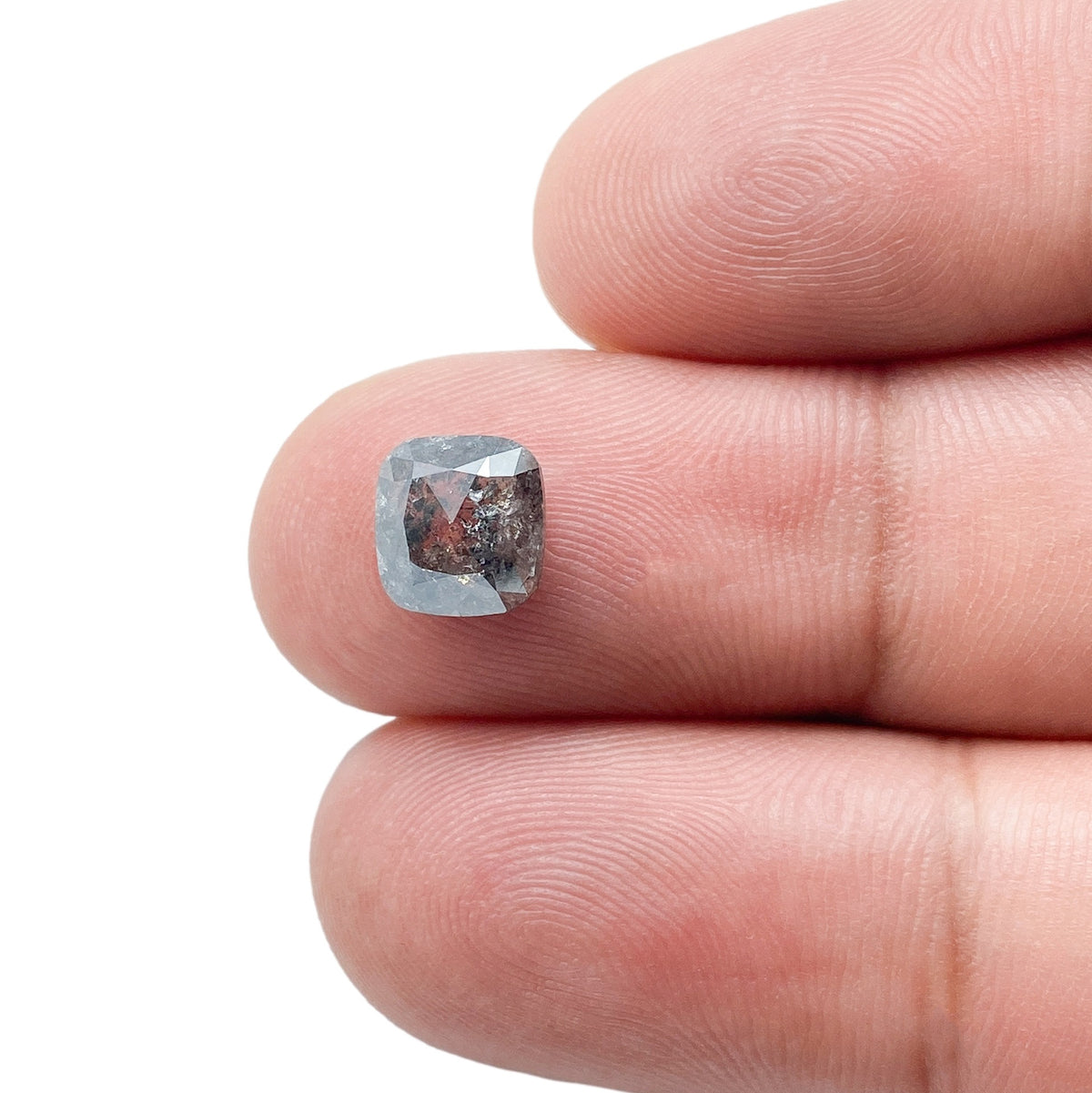 1.87ct | Salt &amp; Pepper Cushion Shape Rose Cut Diamond - Modern Rustic Diamond