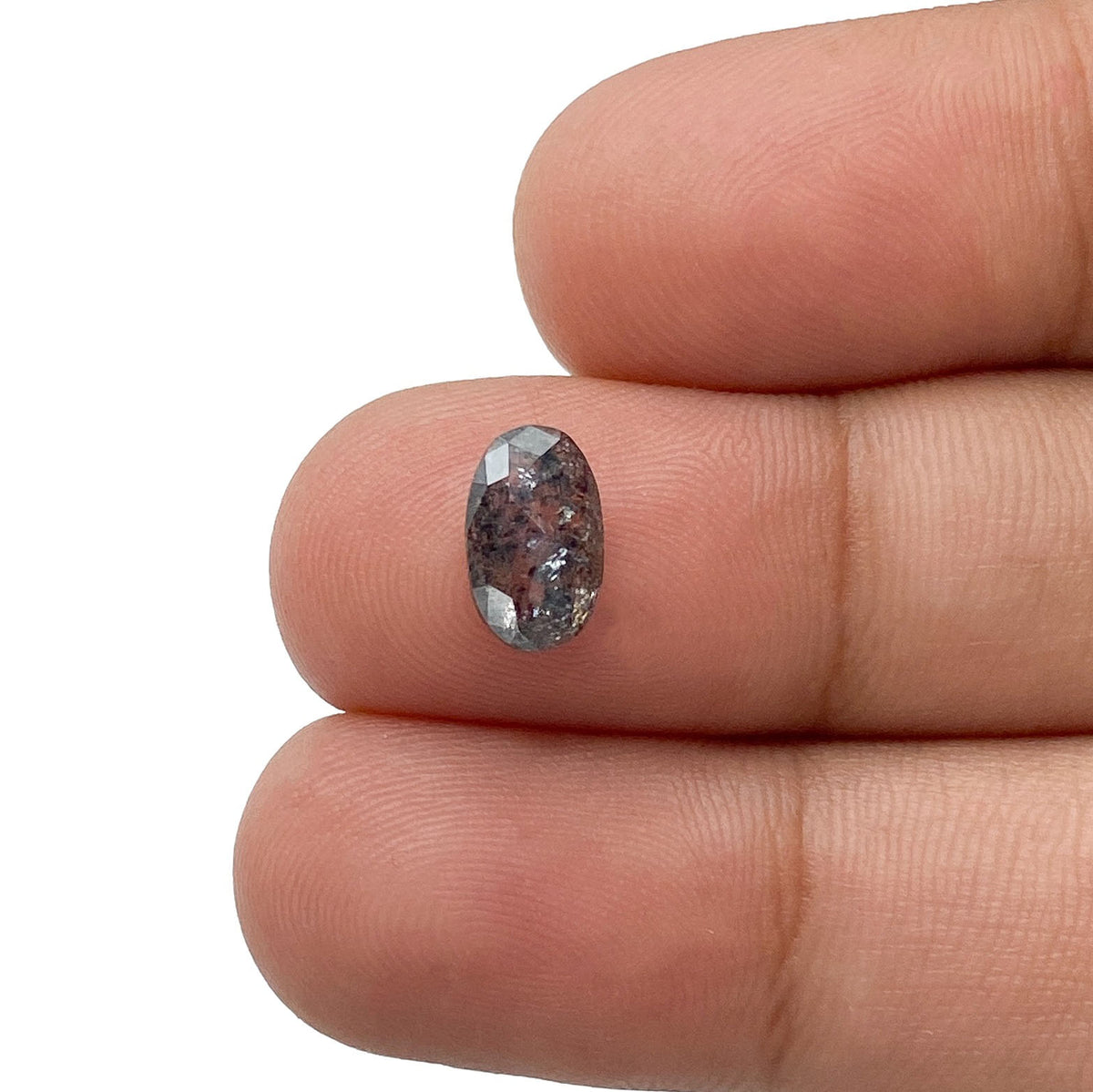 1.24ct | Salt &amp; Pepper Oval Shape Rose Cut Diamond - Modern Rustic Diamond