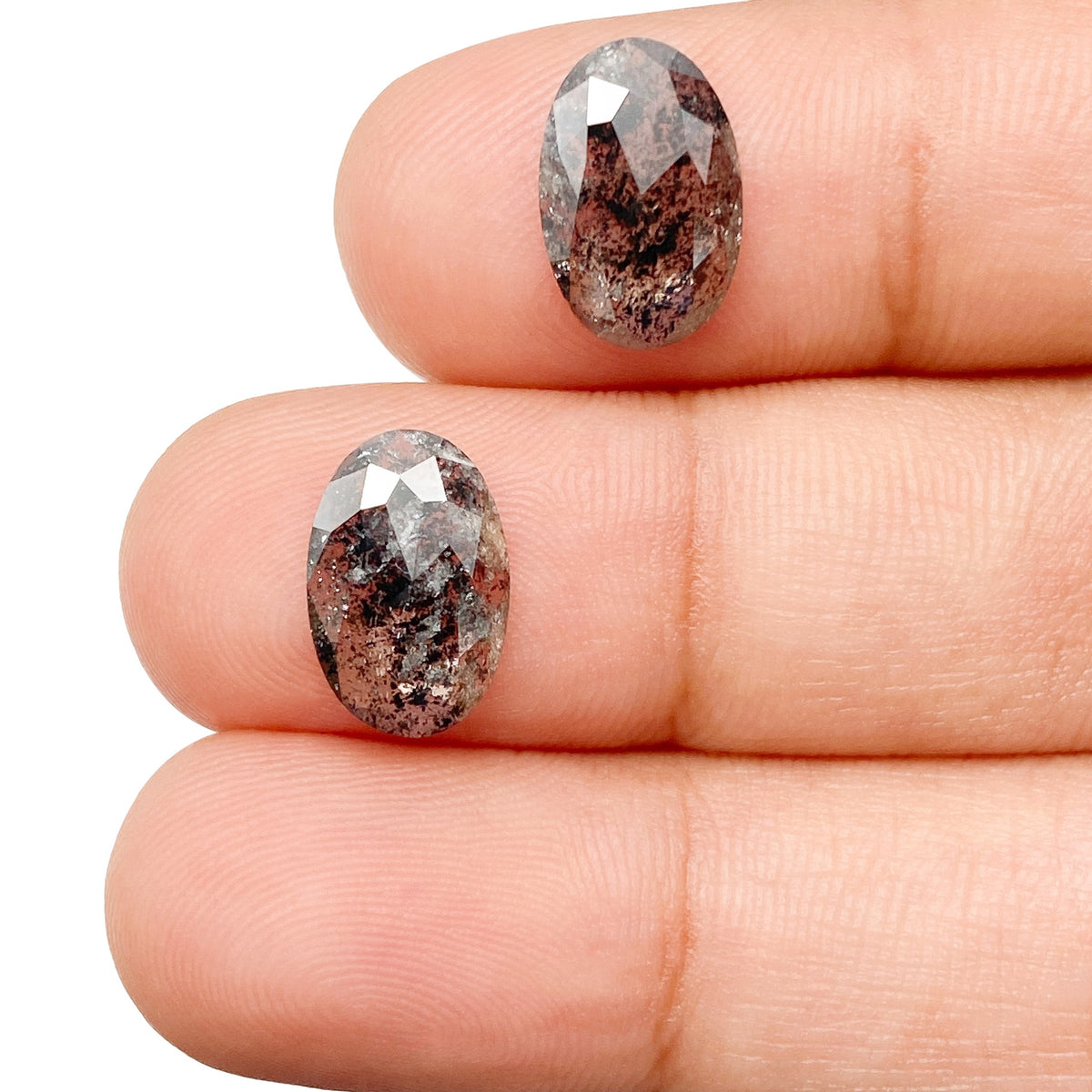 2.94cttw | Rustic Oval Shape Rose Cut Diamond Matched Pair - Modern Rustic Diamond