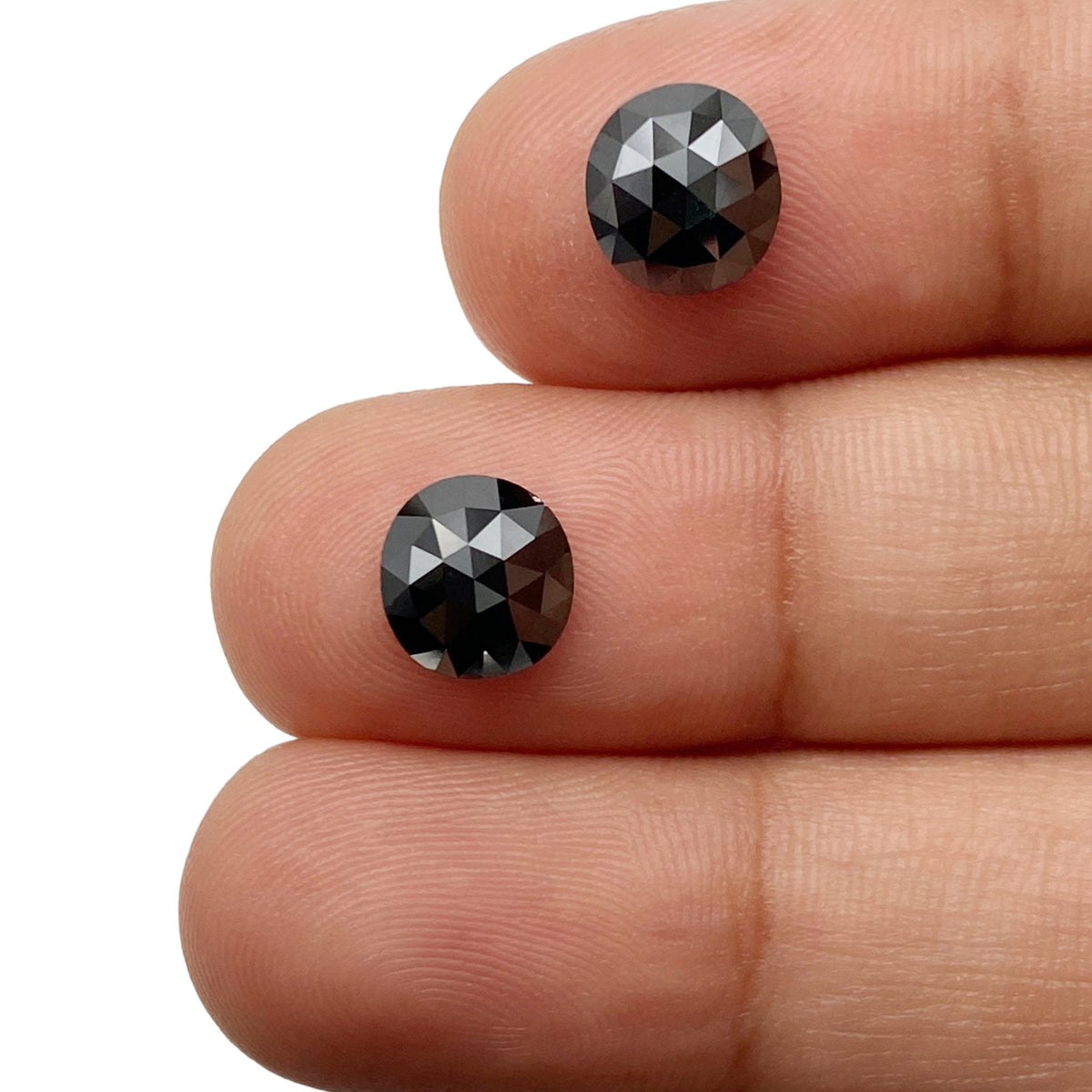 2.96cttw | Black Cushion Shape Rose Cut Diamond Matched Pair-Modern Rustic Diamond