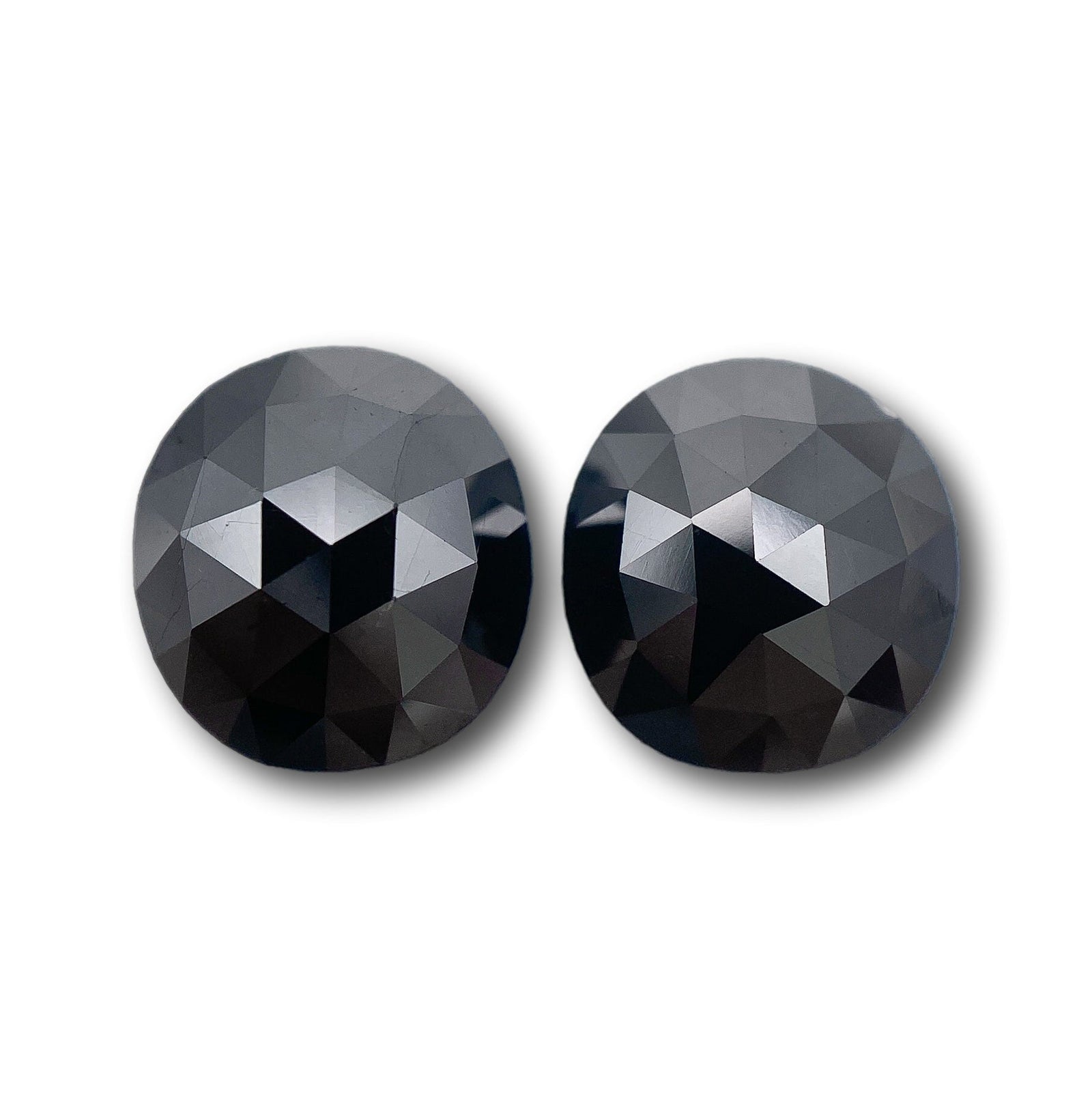2.96cttw | Black Cushion Shape Rose Cut Diamond Matched Pair-Modern Rustic Diamond