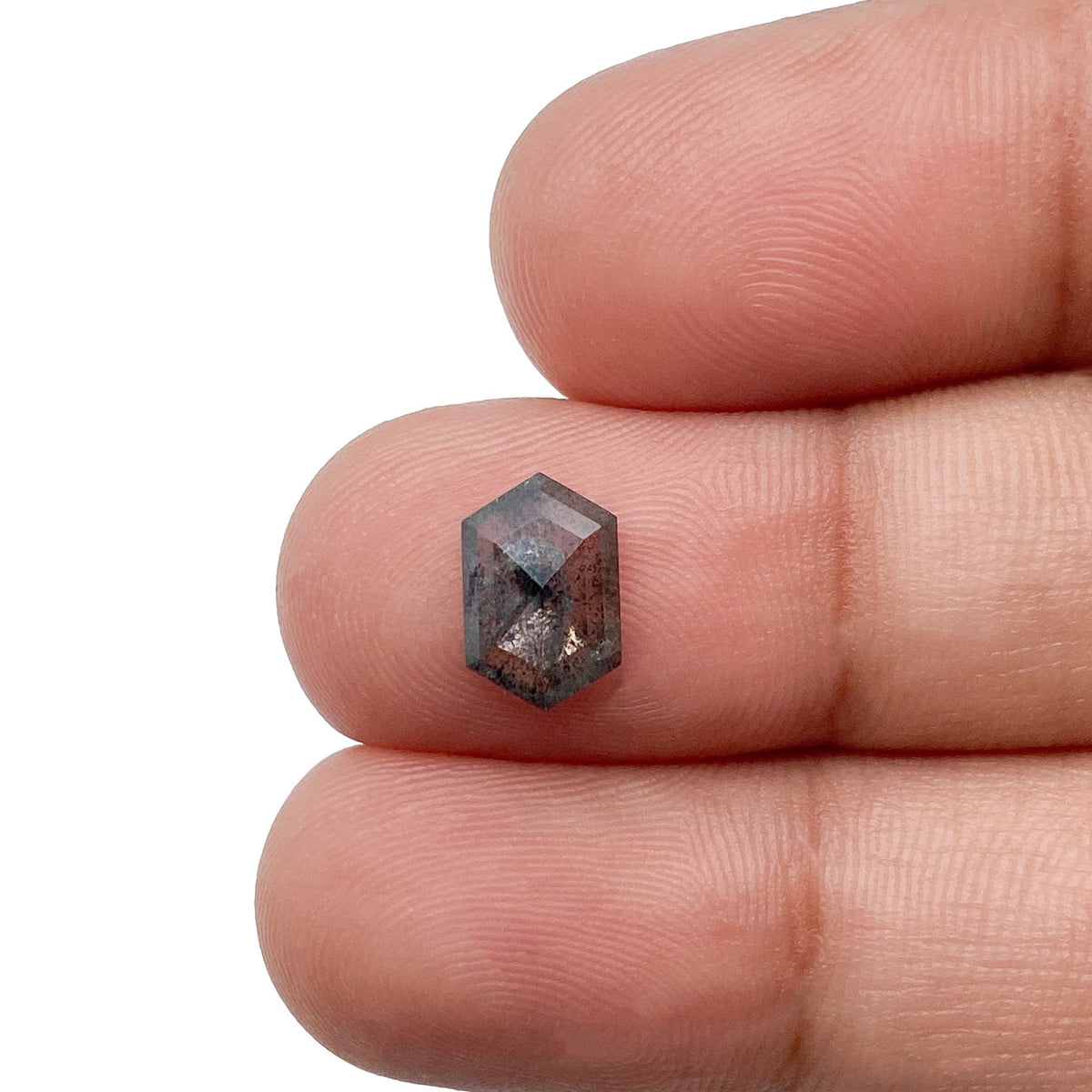 1.19ct | Salt &amp; Pepper Hexagon Shape Rose Cut Diamond - Modern Rustic Diamond