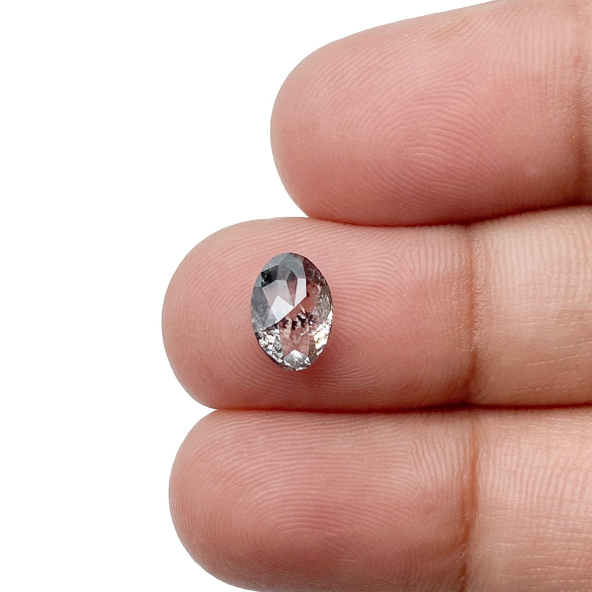 1.20ct | Salt &amp; Pepper Oval Shape Rose Cut Diamond - Modern Rustic Diamond