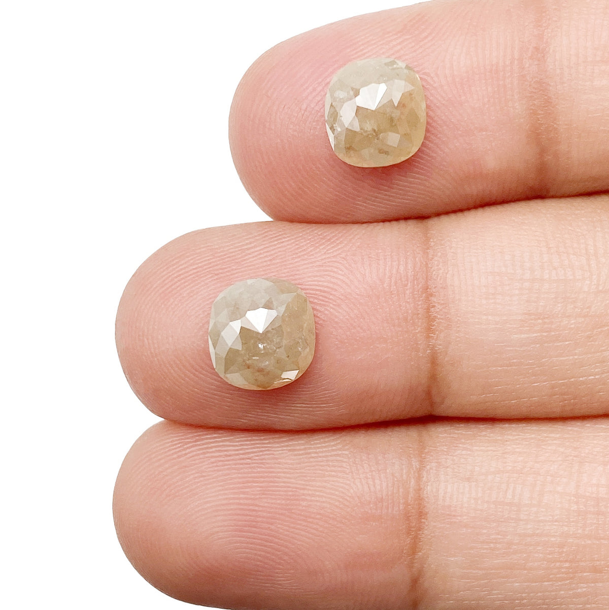 2.59cttw | Salt &amp; Pepper Cushion Shape Brilliant Cut Diamond Matched Pair - Modern Rustic Diamond