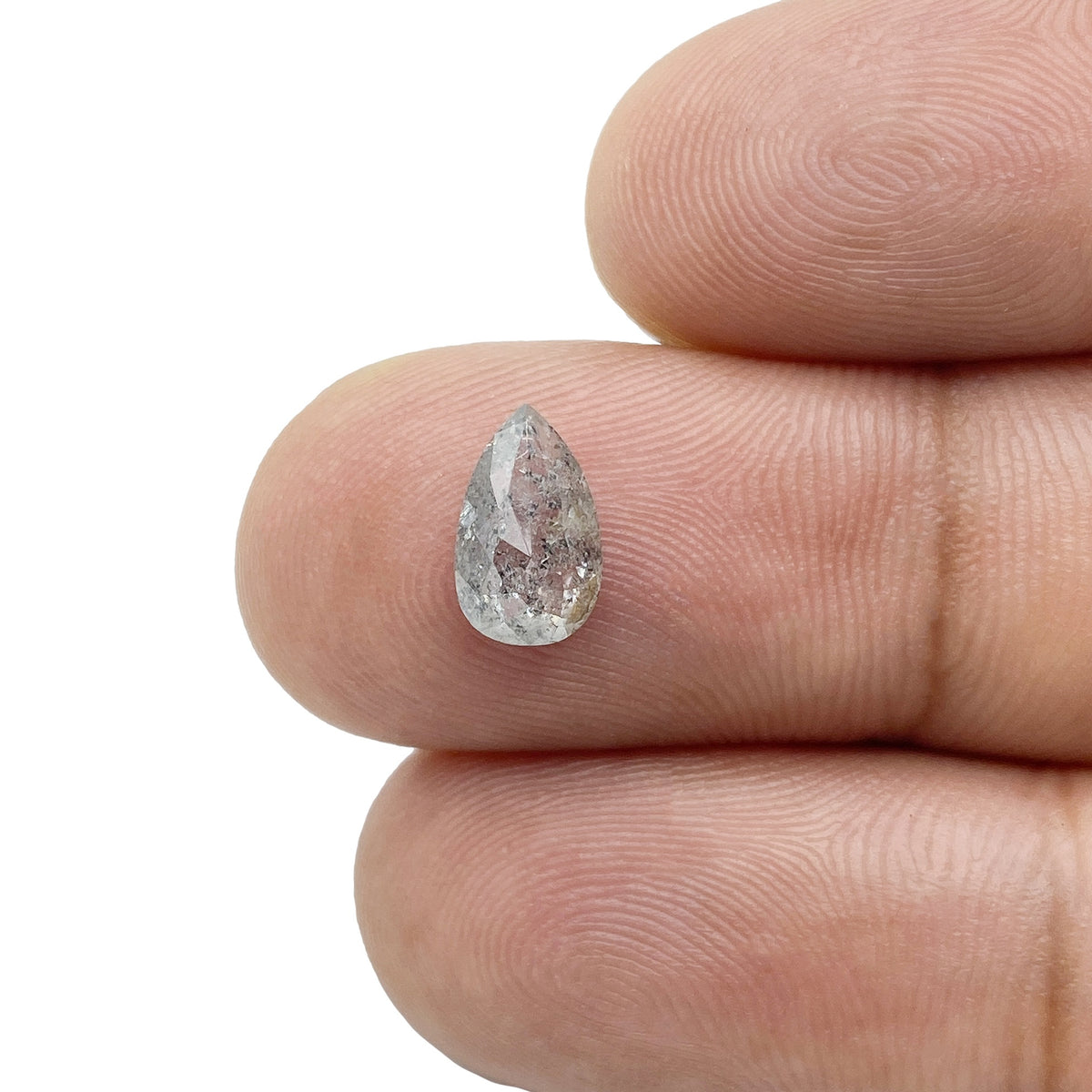 1.10ct | Salt &amp; Pepper Pear Shape Rose Cut Diamond - Modern Rustic Diamond