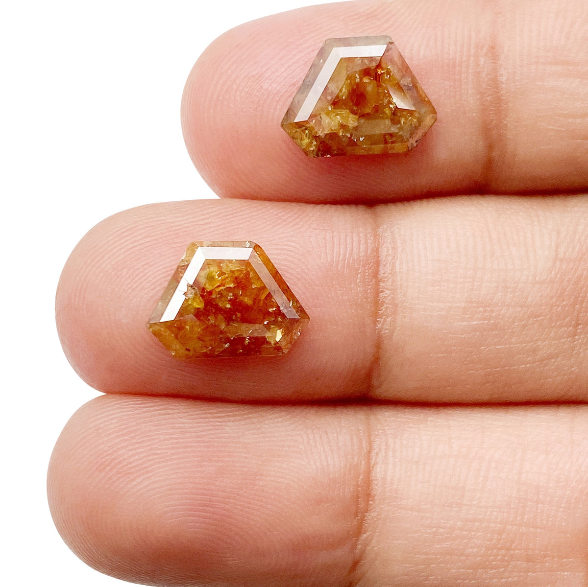 2.48cttw | Rustic  Shield Shape Rose Cut Diamond Matched Pair - Modern Rustic Diamond